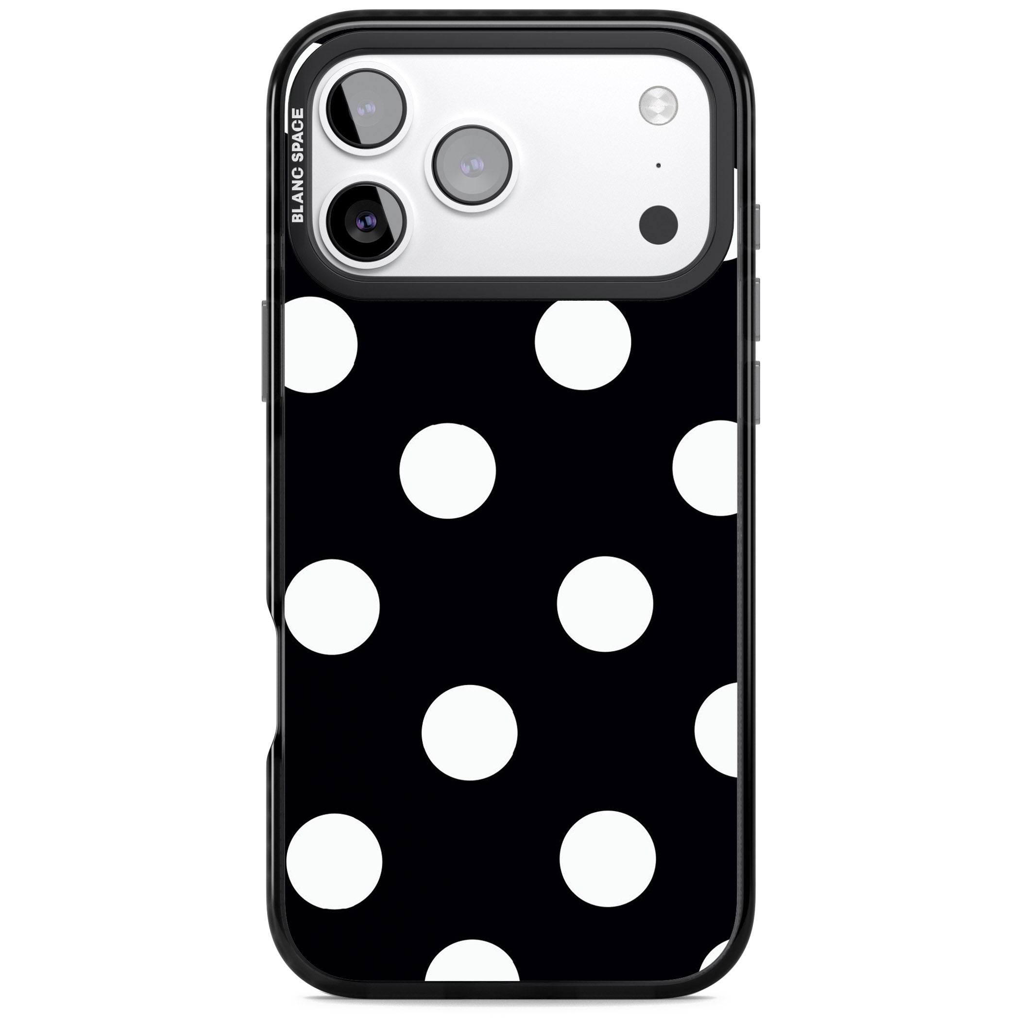 Chic Black Polka Dot iPhone 17 Pro Impact Pro Black Phone Case
