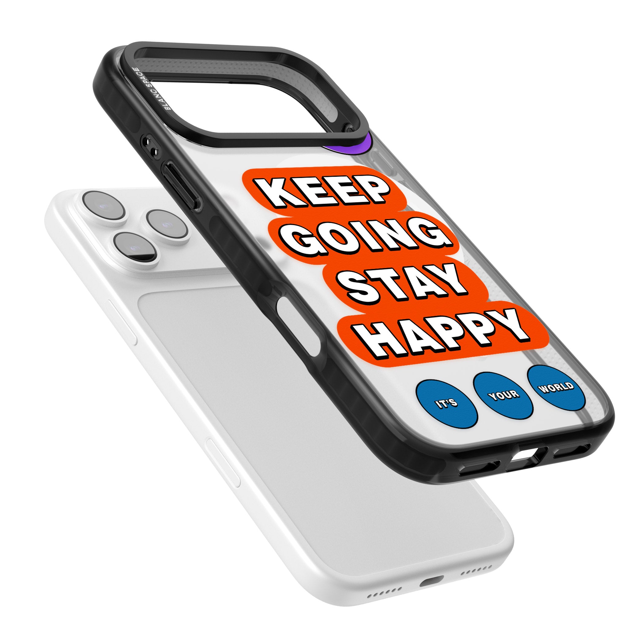 Keep Going Stay Happy iPhone 17 Pro Impact Pro Black Phone Case Colours