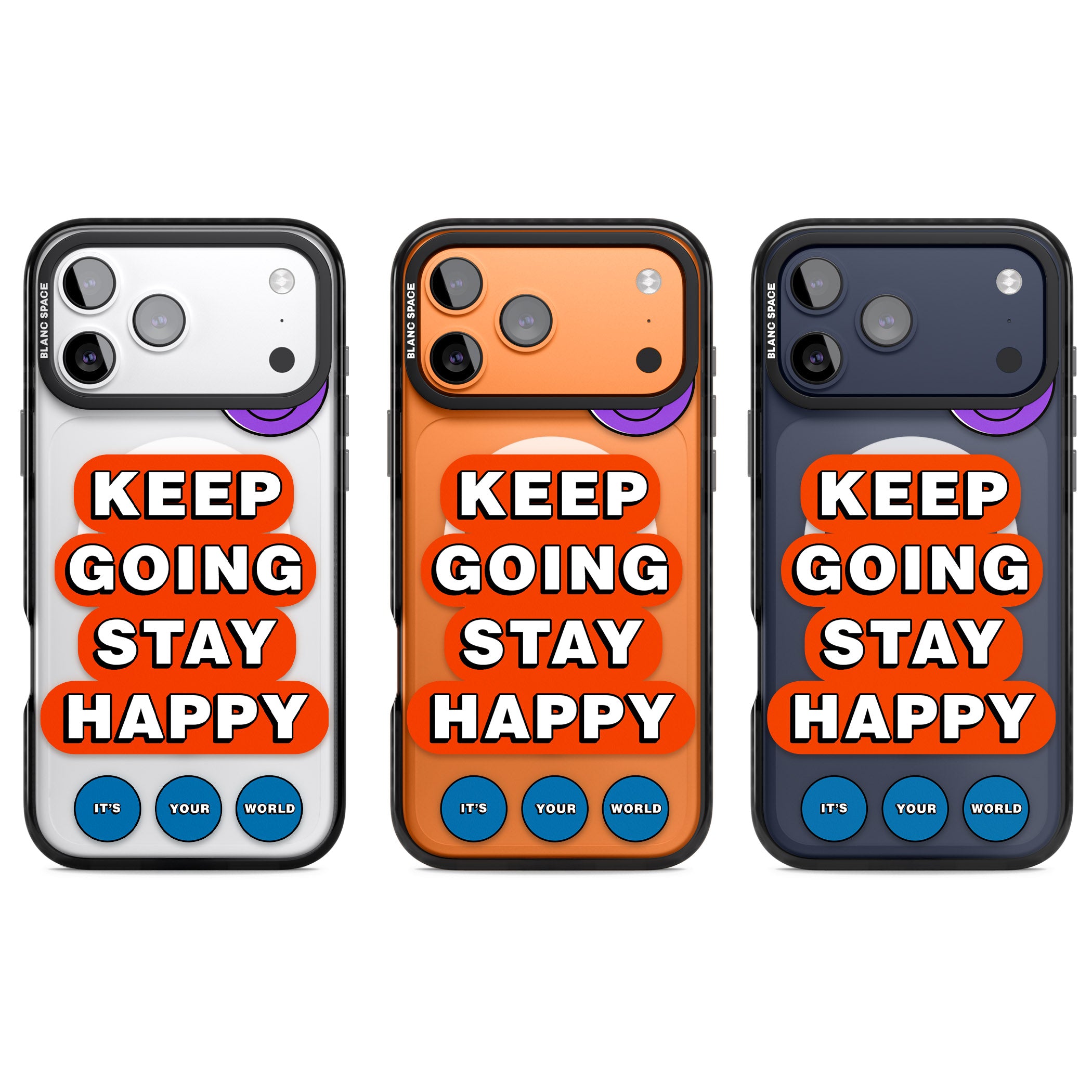 Keep Going Stay Happy iPhone 17 Pro Impact Pro Black Phone Case APT Impact Protection
