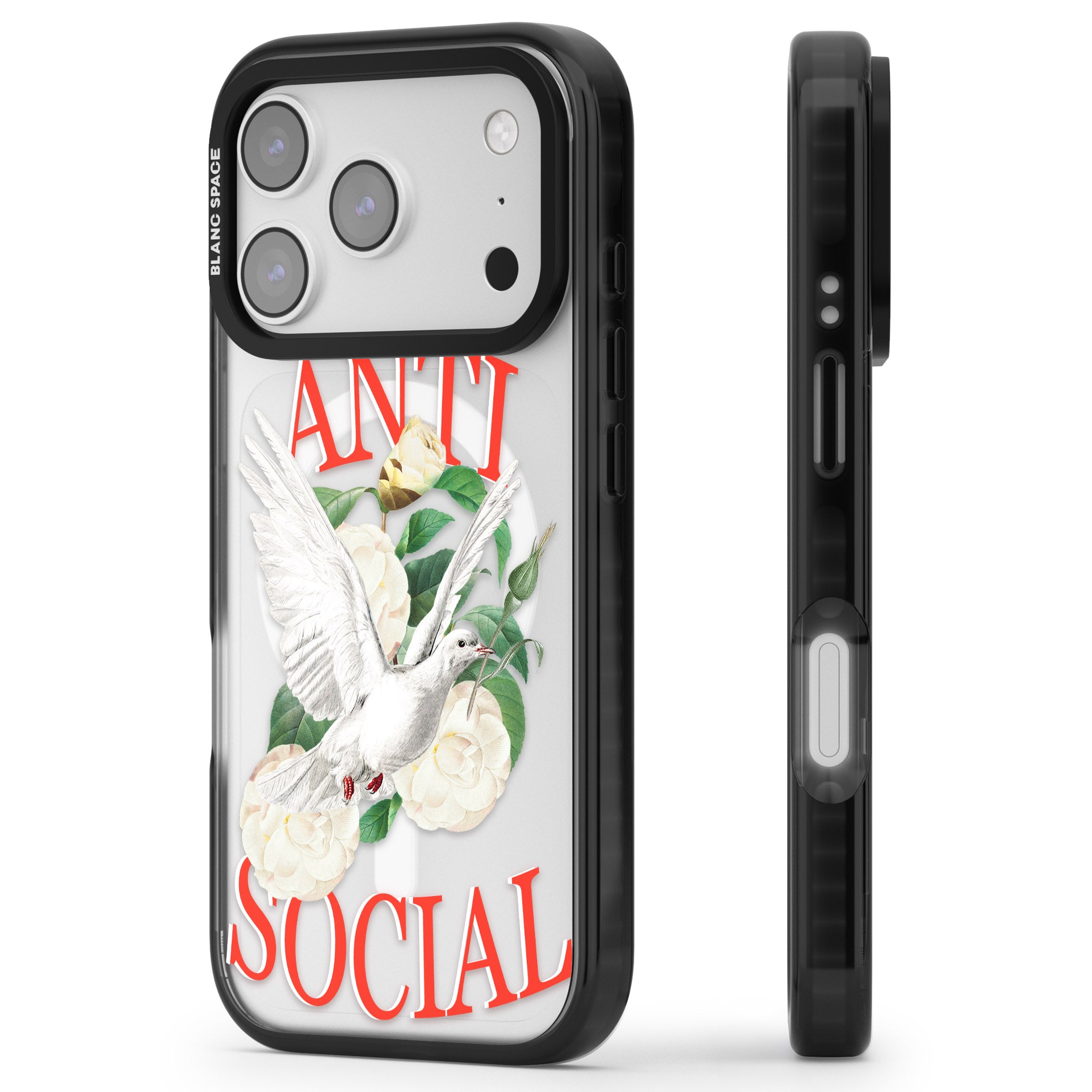 Anti Social iPhone 17 Pro Impact Pro Black Phone Case Side Profile