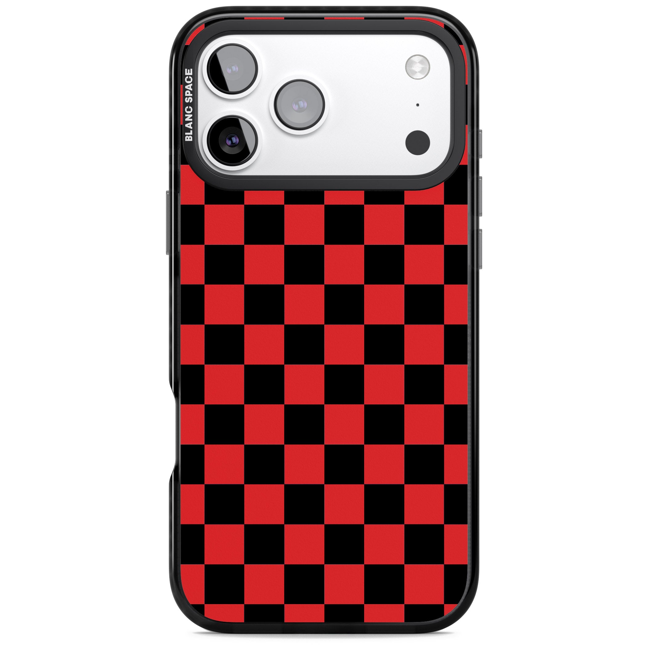 Red Black Checkered iPhone 17 Pro Impact Pro Black Phone Case