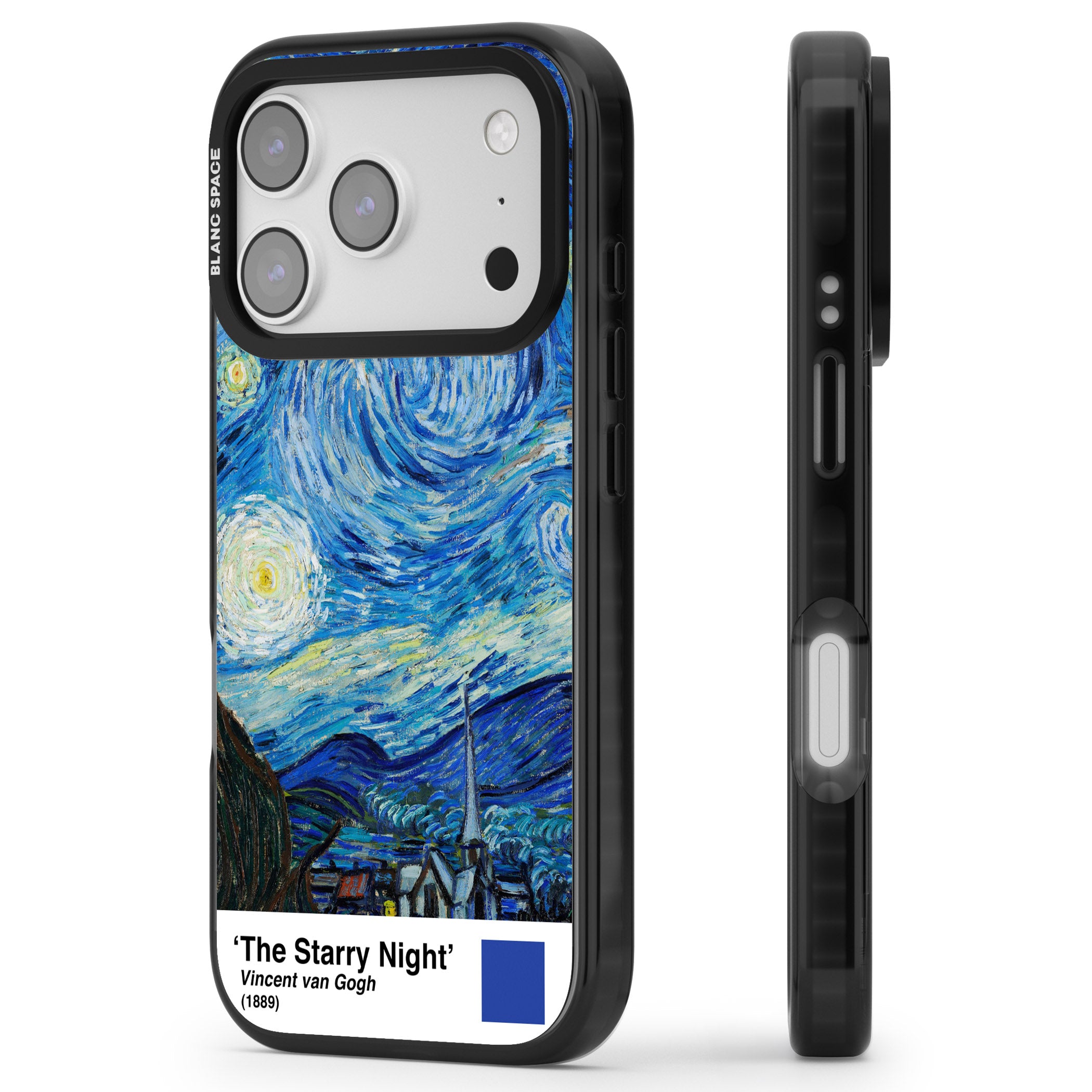 The Starry Night iPhone 17 Pro Impact Pro Black Phone Case Side Profile