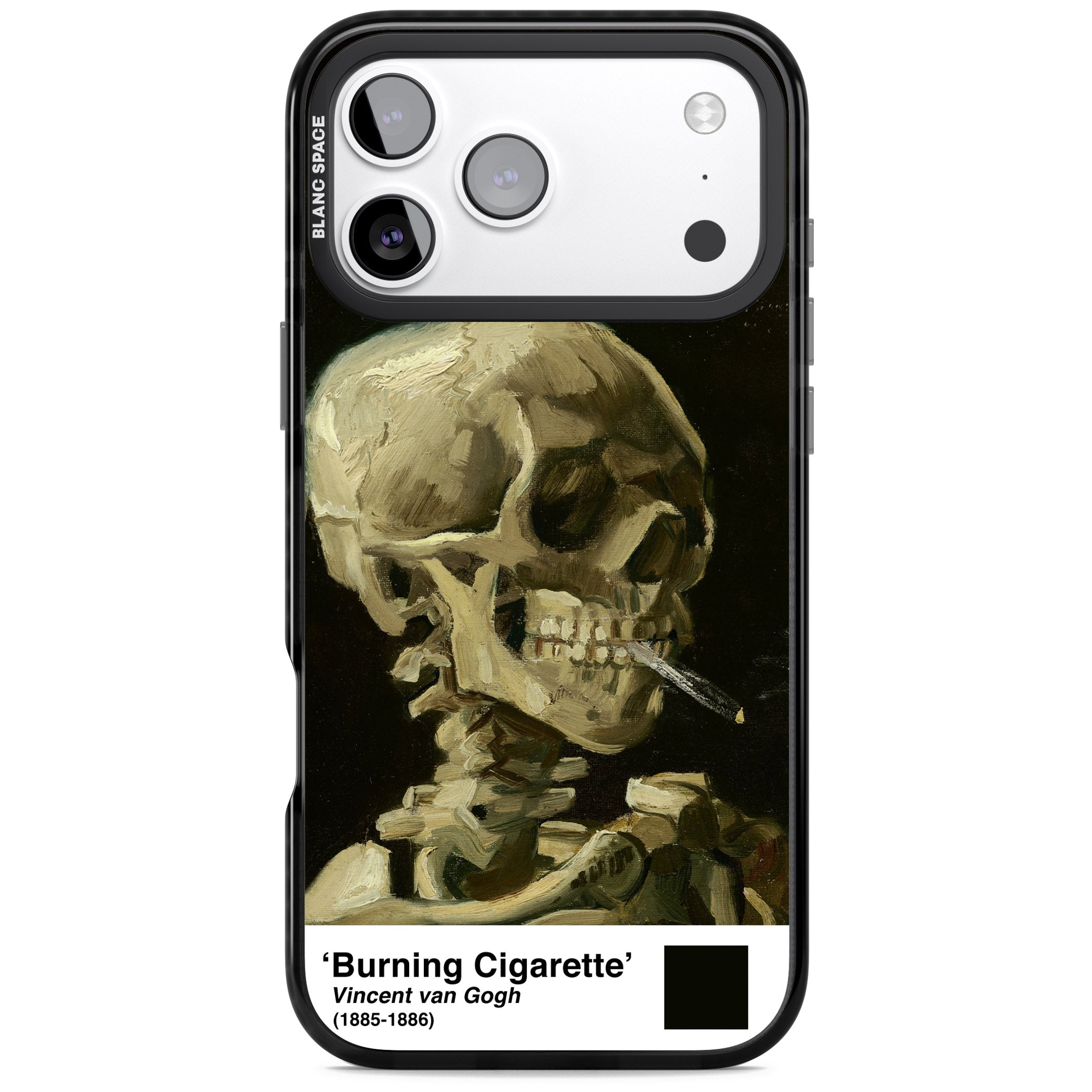 Skull Of A Skeleton With Burning Cigarette iPhone 17 Pro Impact Pro Black Phone Case
