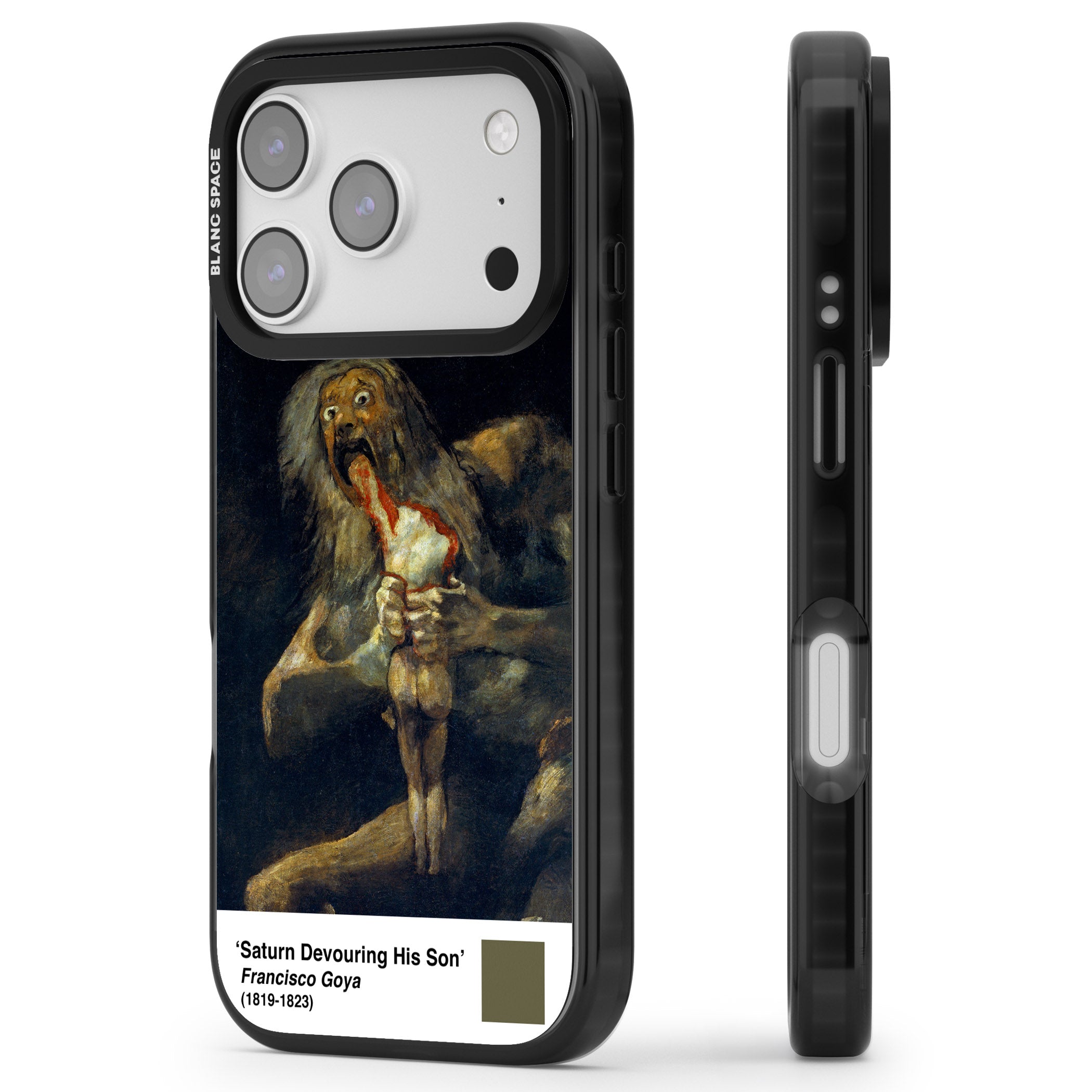 Saturn Devouring His Son iPhone 17 Pro Impact Pro Black Phone Case Side Profile