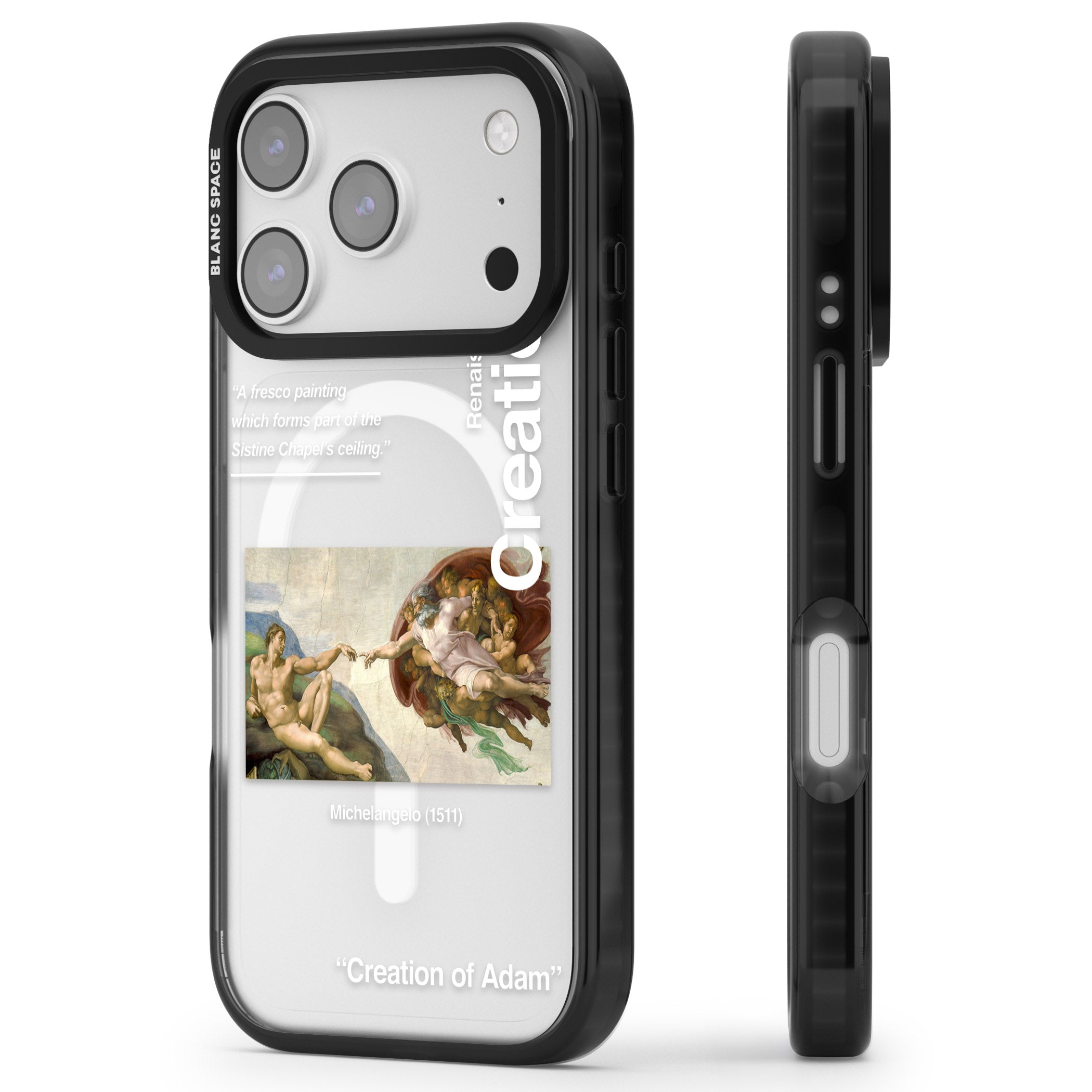 Creation Of Adam Michelangelo iPhone 17 Pro Impact Pro Black Phone Case Side Profile