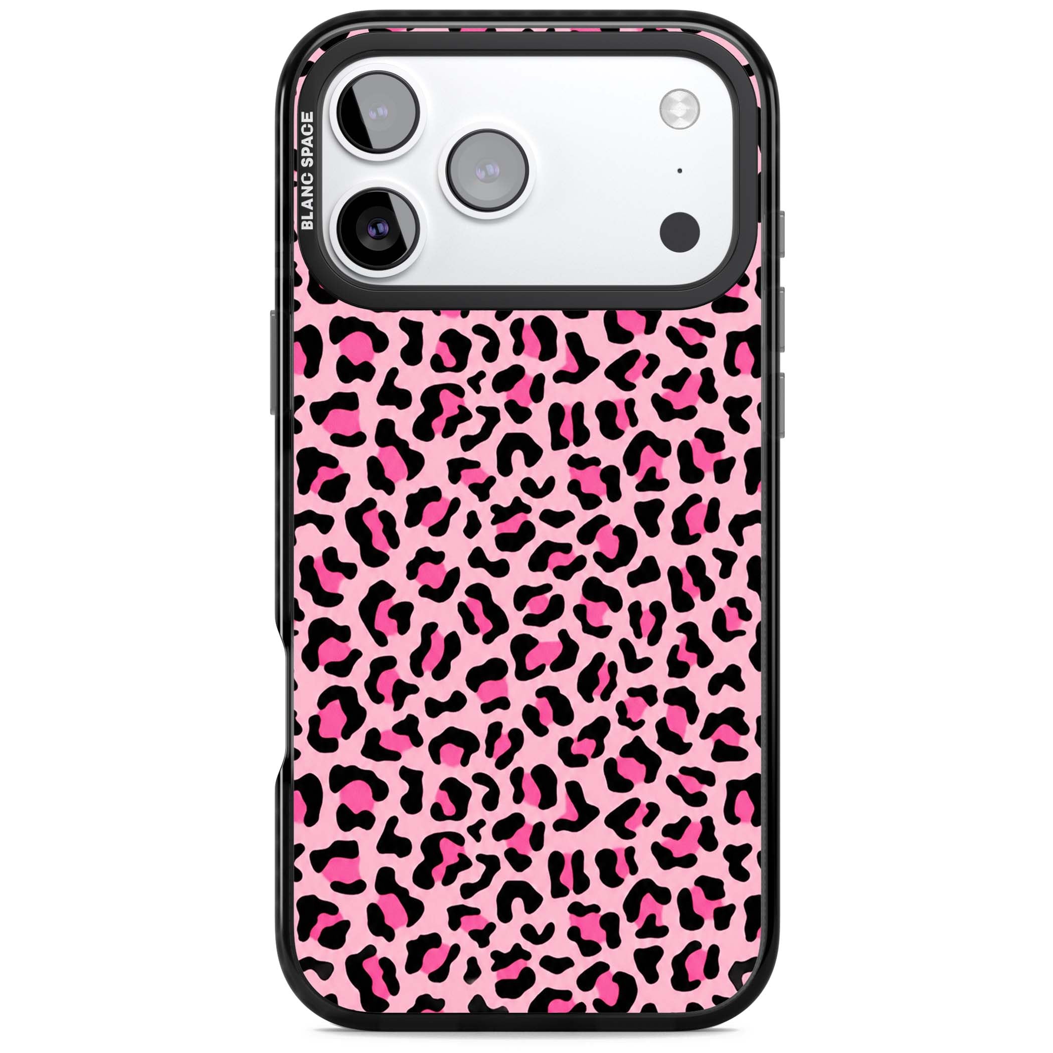 Pink Leopard baddie iPhone case | Black Impact Magsafe case for iPhone 17 Pro, iPhone 17 Pro Max