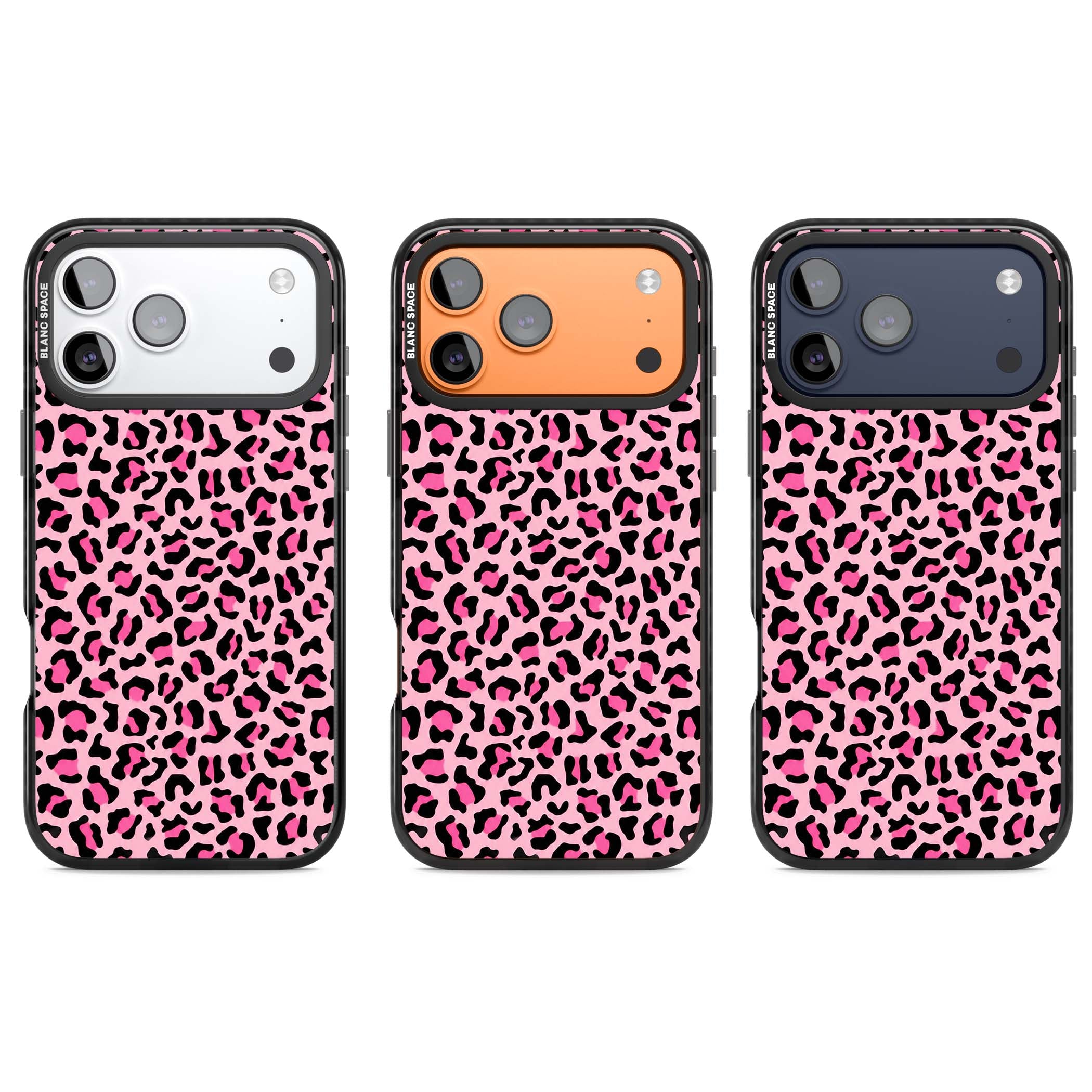 Pink Leopard baddie iPhone case | Black Impact Magsafe case for iPhone 17 Pro, iPhone 17 Pro Max