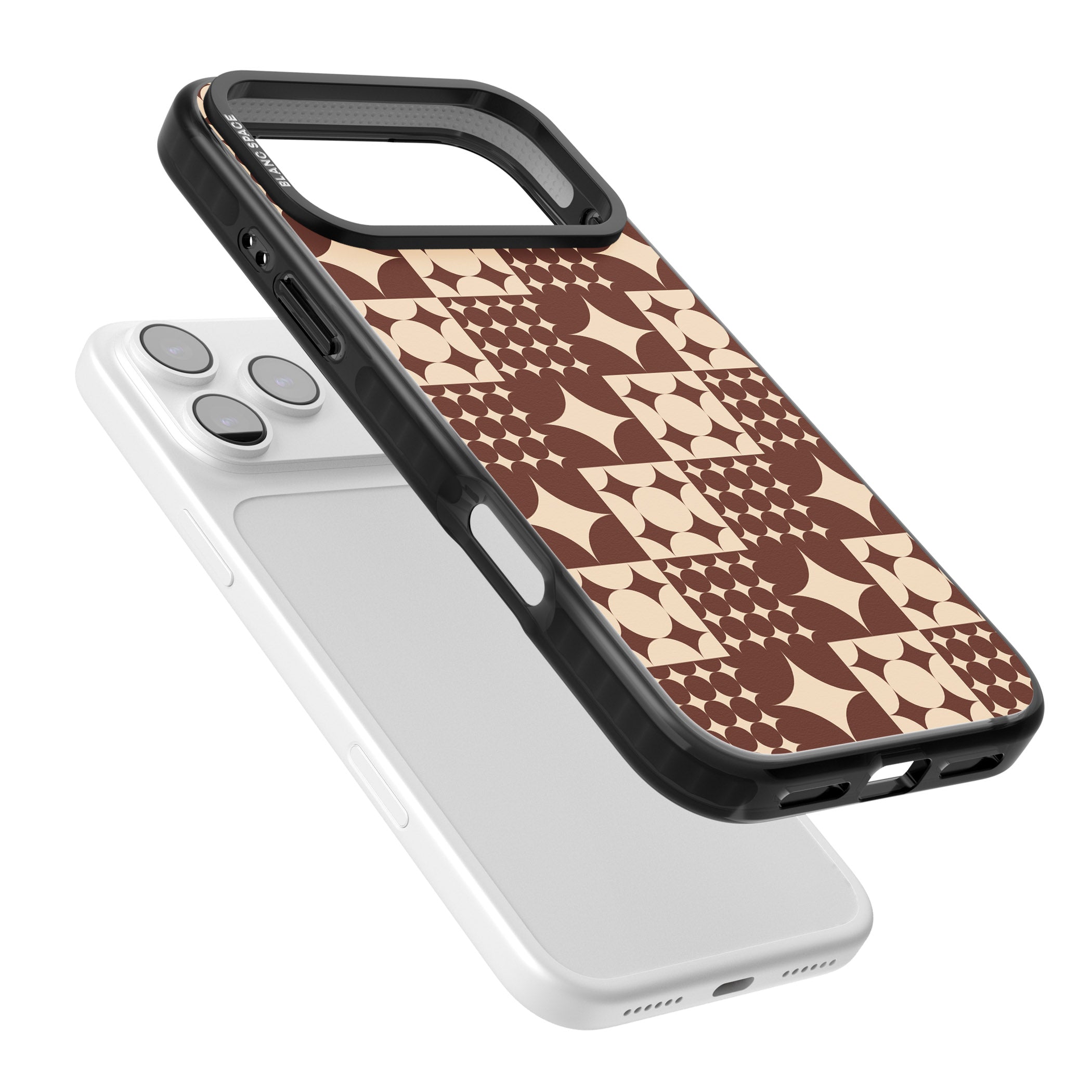 Mid Century Brown Checked iPhone 17 Pro Impact Pro Black Phone Case Colours