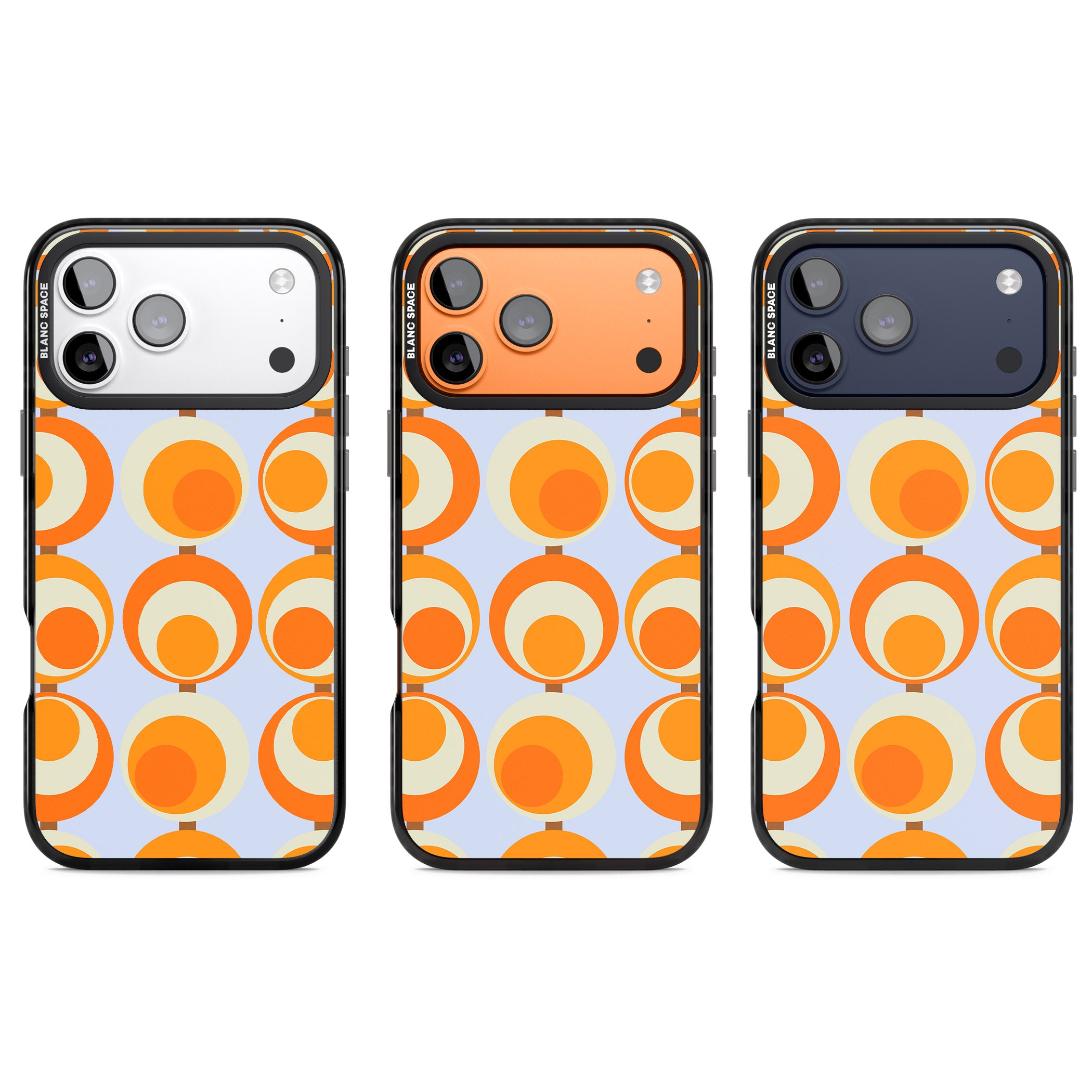 Mid Century Blue Orange Pattern iPhone 17 Pro Impact Pro Black Phone Case APT Impact Protection