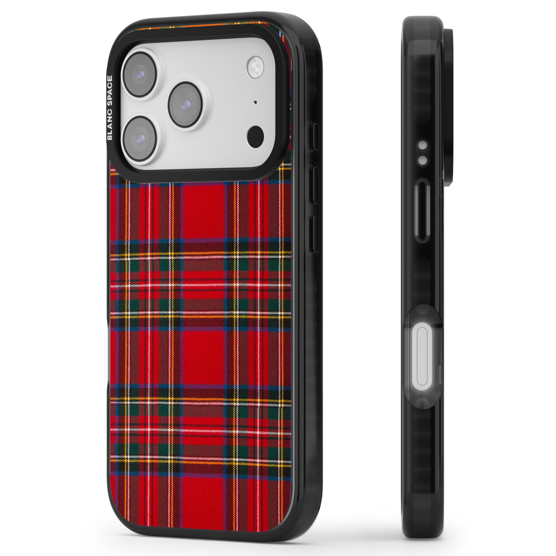 Royal Stewart Tartan iPhone 17 Pro Impact Pro Black Phone Case Side Profile