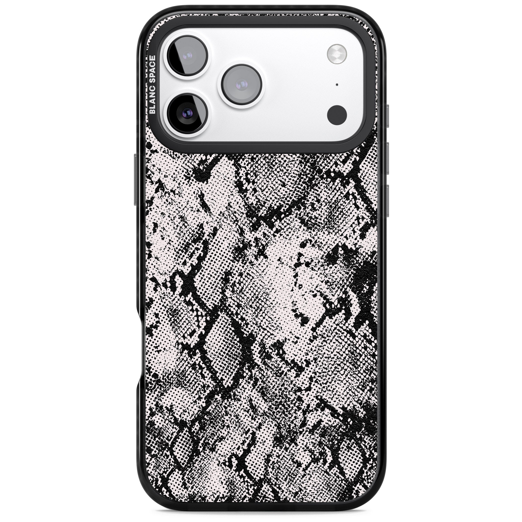 Pastel Snakeskin Grey iPhone 17 Pro Impact Pro Black Phone Case