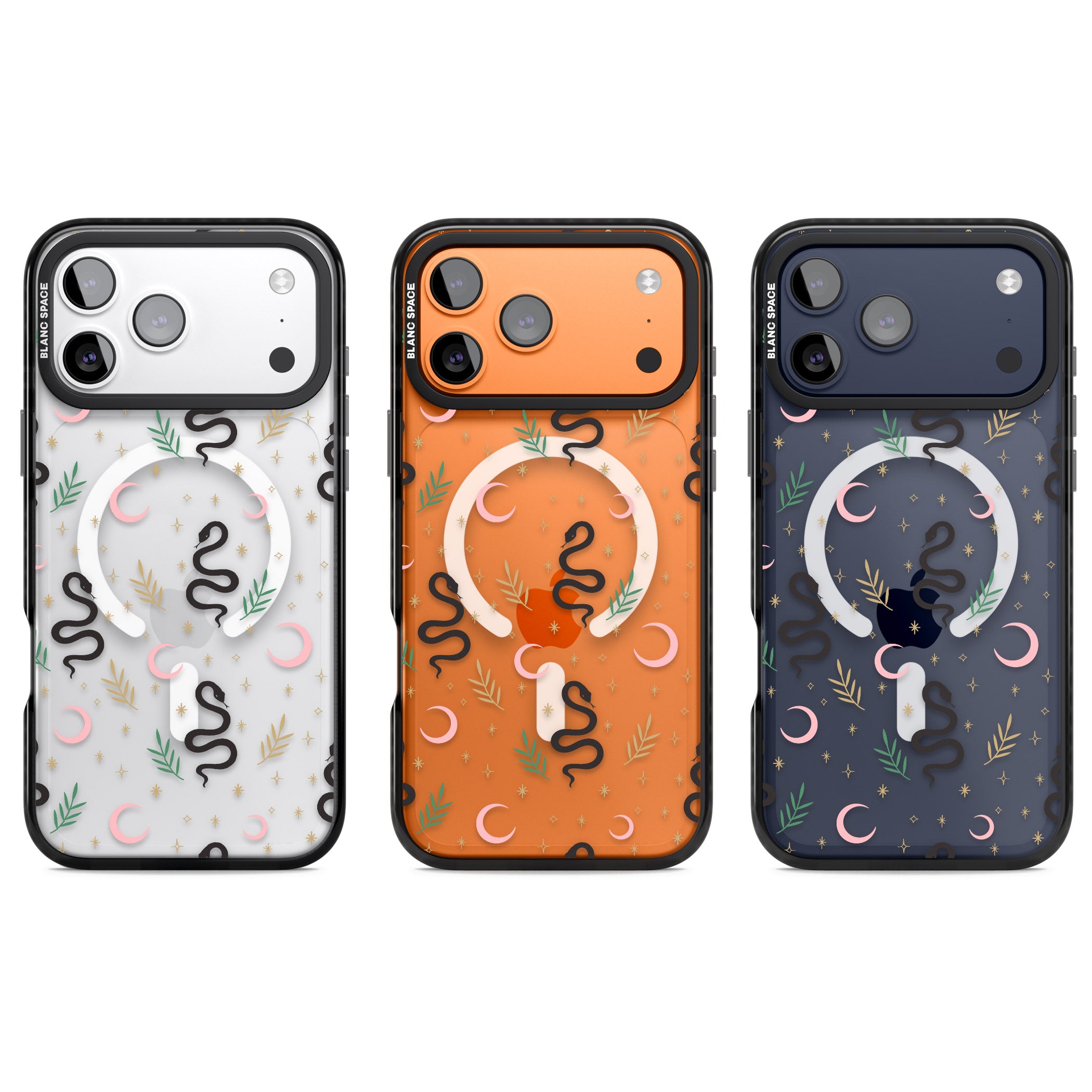 Snake & Moon Pattern iPhone 17 Pro Impact Pro Black Phone Case APT Impact Protection