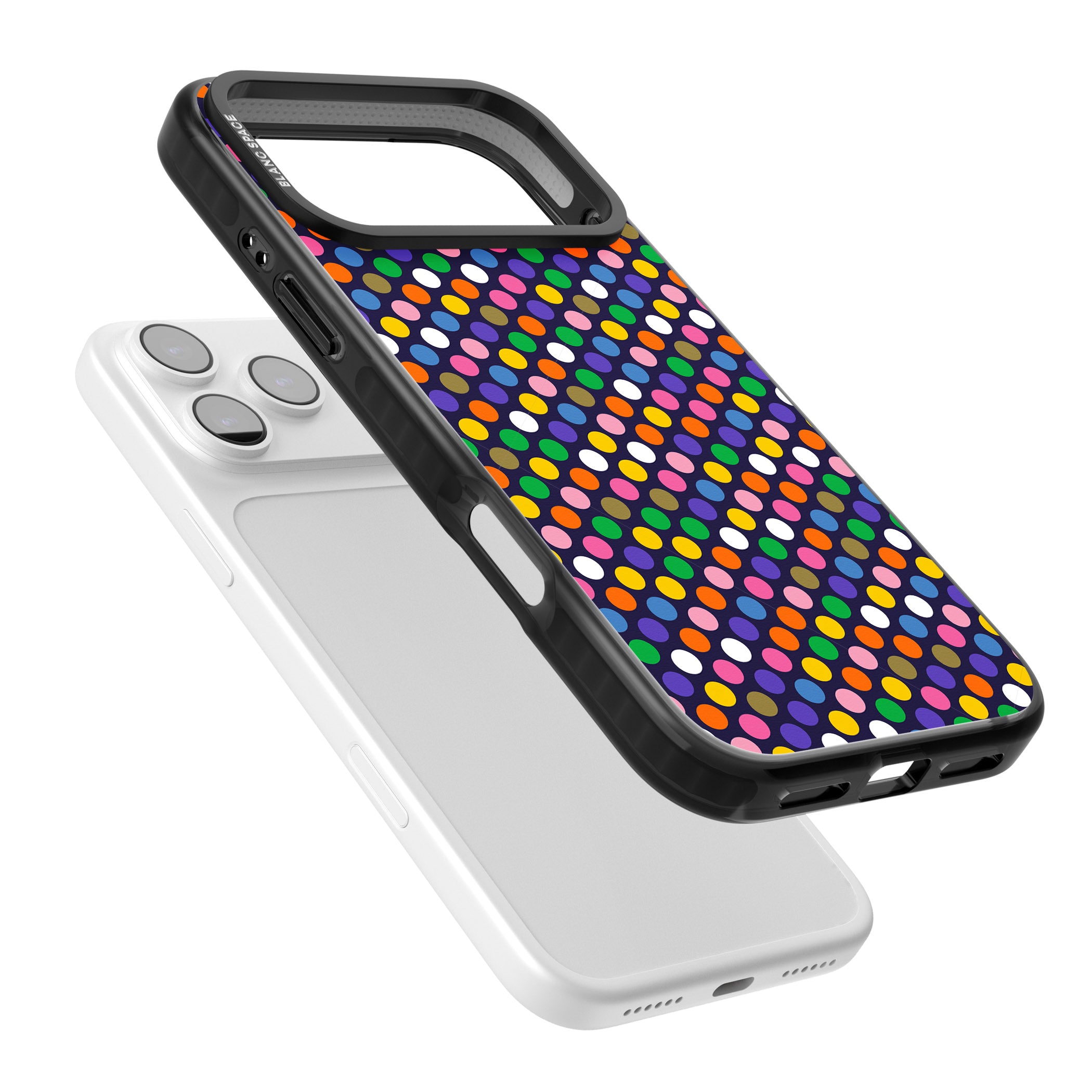 Multicolour Polka Dot Fiesta (Purple) iPhone 17 Pro Impact Pro Black Phone Case Colours