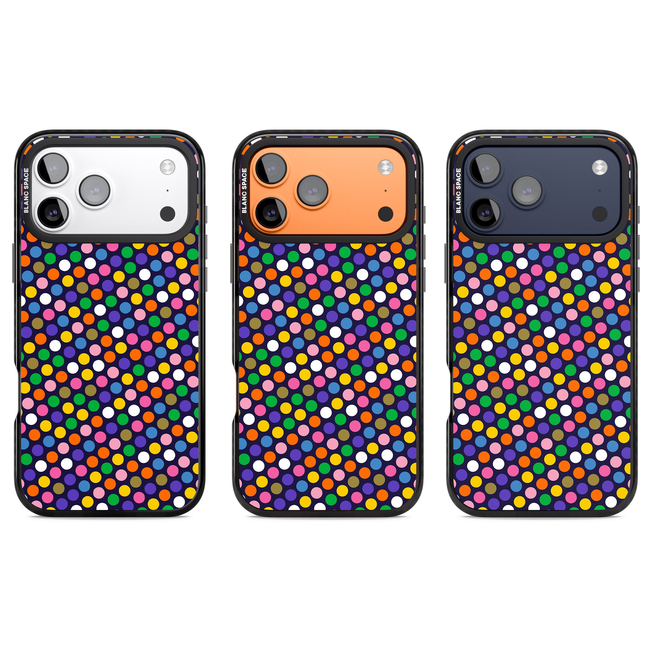 Multicolour Polka Dot Fiesta (Purple) iPhone 17 Pro Impact Pro Black Phone Case APT Impact Protection