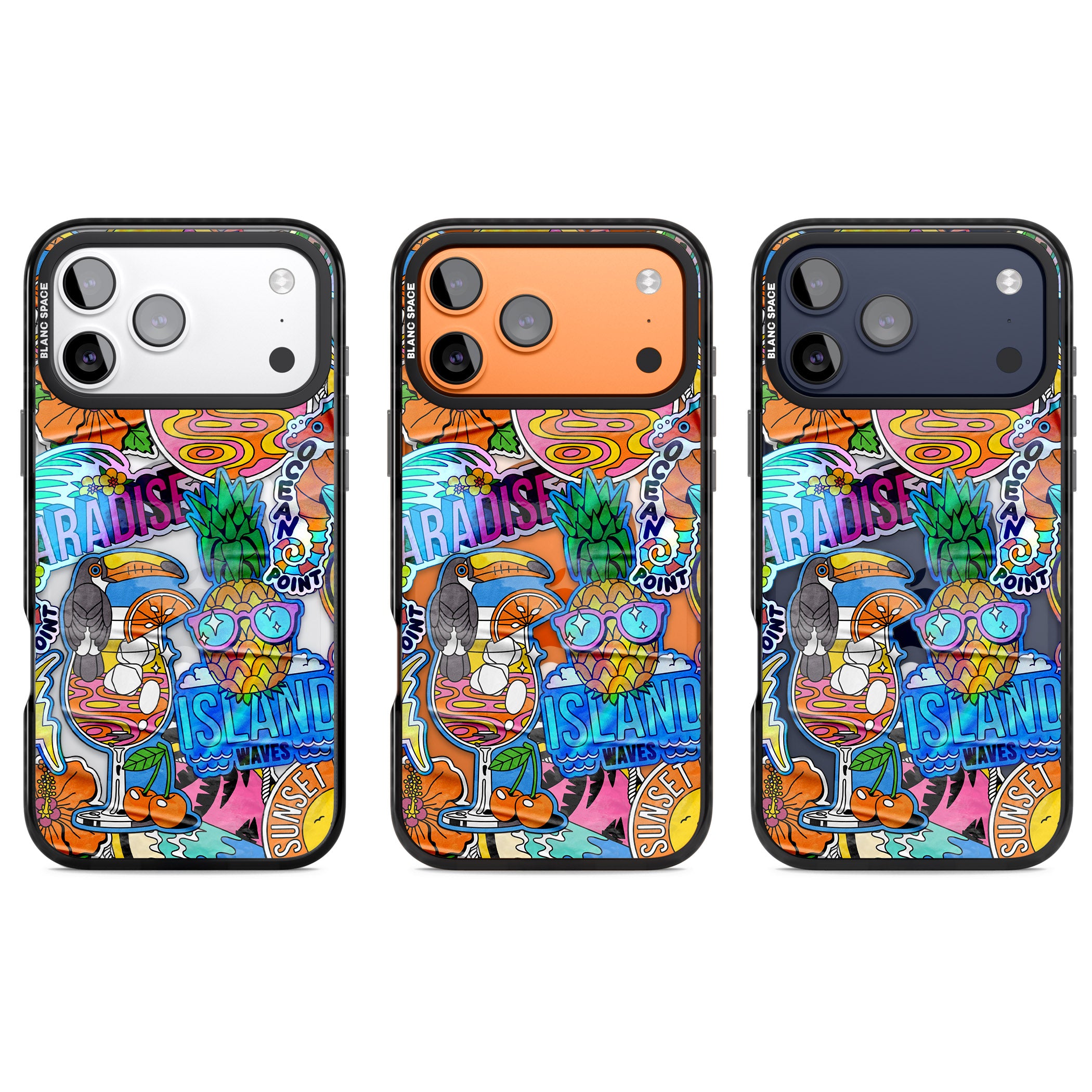 Tropical Vibes Collage iPhone 17 Pro Impact Pro Black Phone Case APT Impact Protection