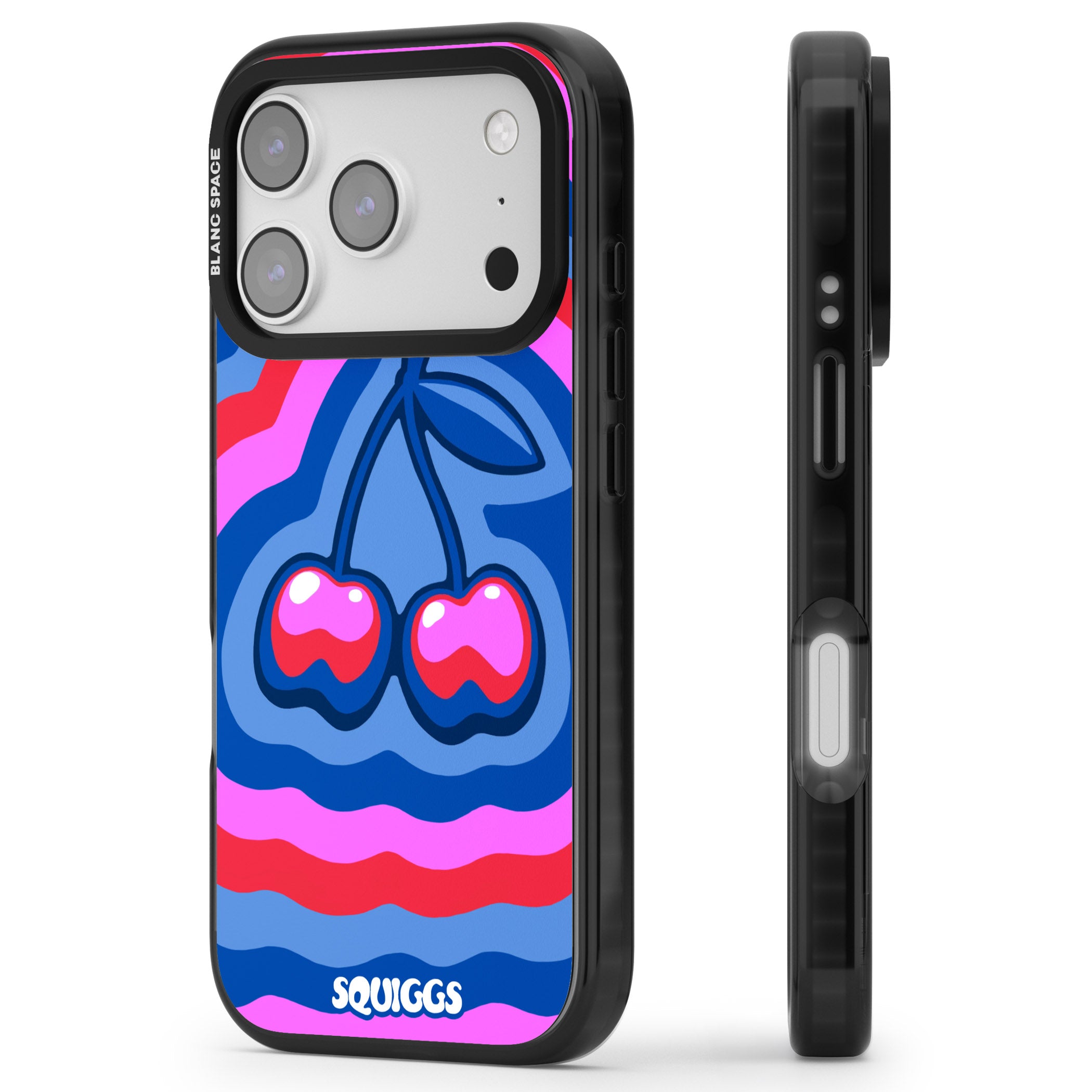Cherry Rainbow iPhone 17 Pro Impact Pro Black Phone Case Side Profile