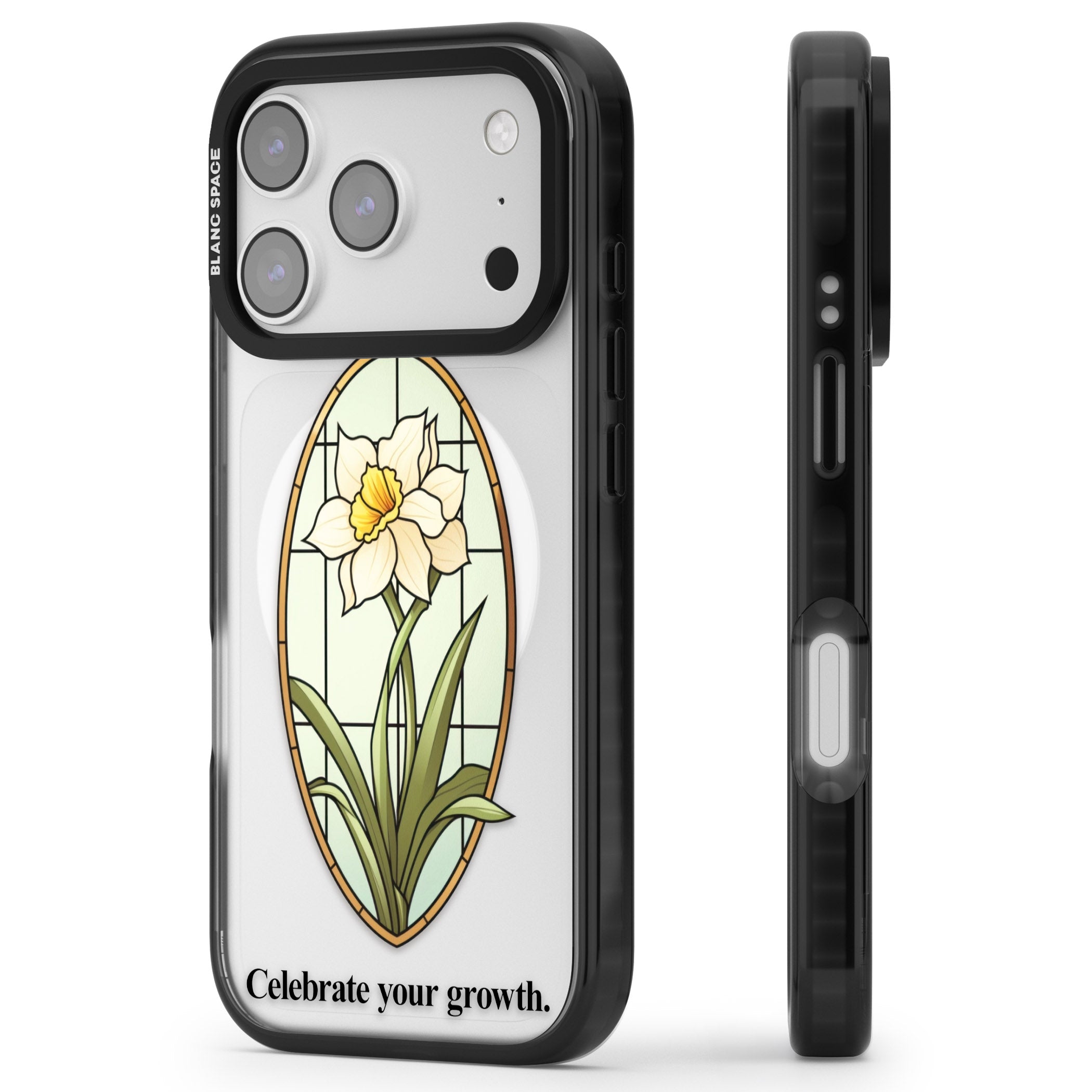 Celebrate Your Growth iPhone 17 Pro Impact Pro Black Phone Case Side Profile