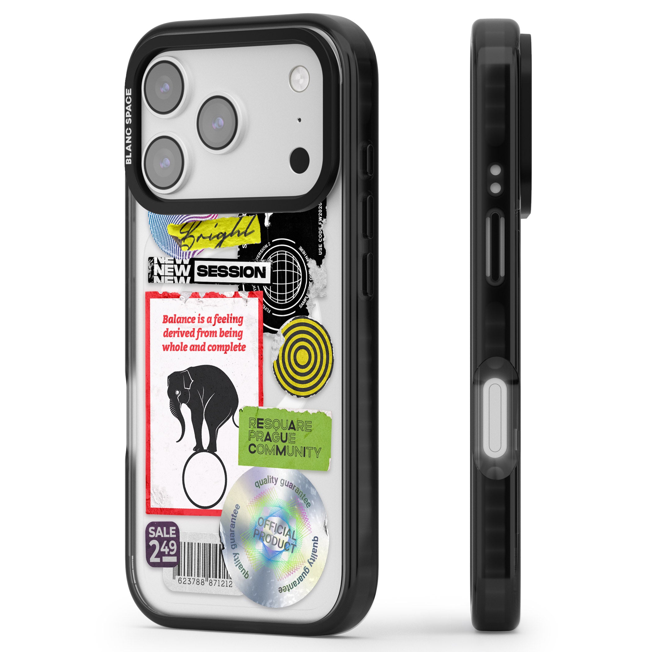 Peeled Sticker Mix iPhone 17 Pro Impact Pro Black Phone Case Side Profile