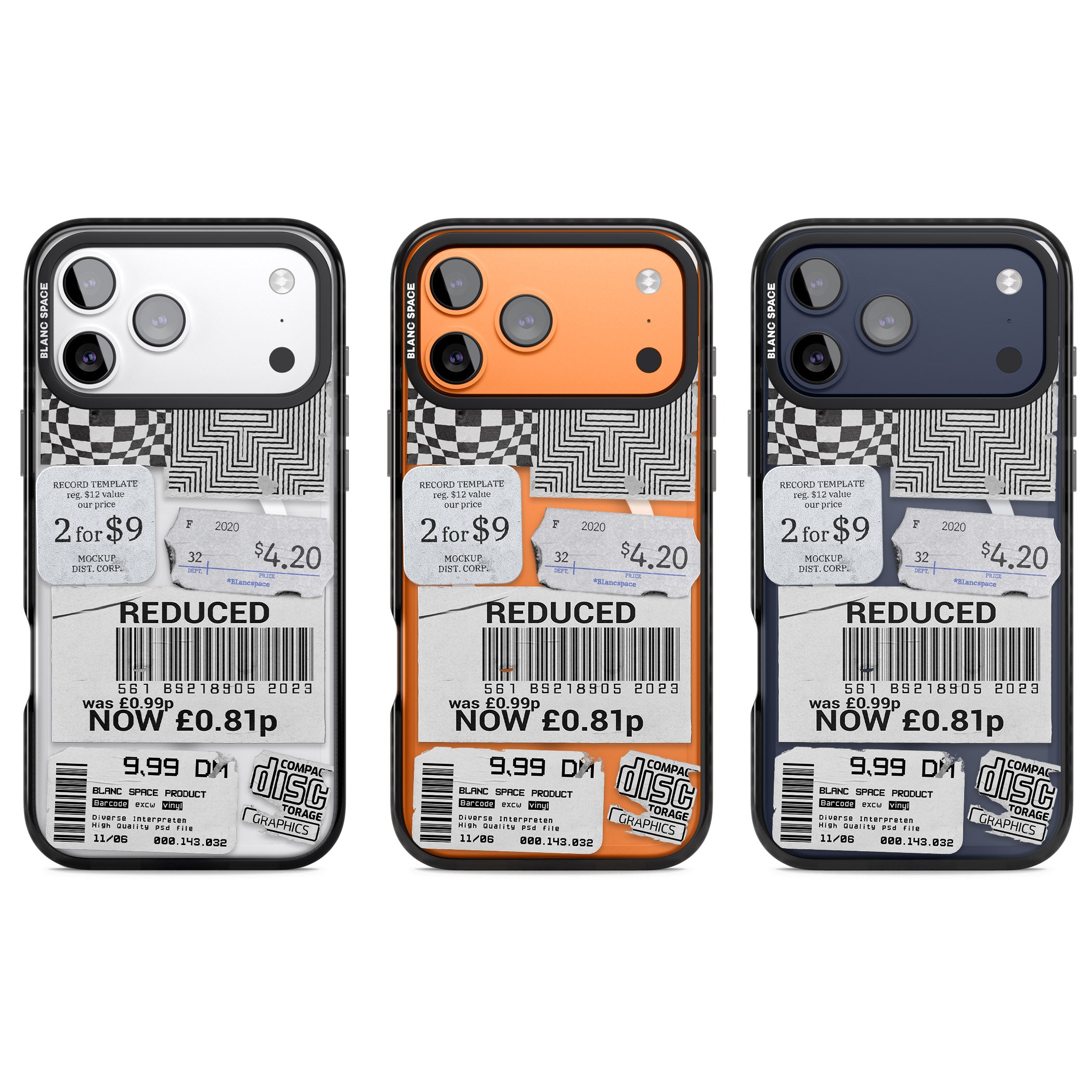 White Sticker Mix iPhone 17 Pro Impact Pro Black Phone Case APT Impact Protection