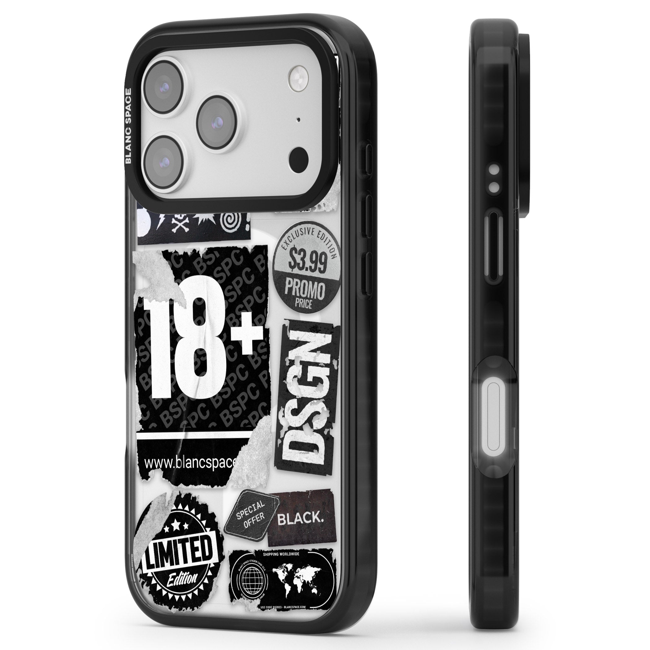 Black Sticker Mix iPhone 17 Pro Impact Pro Black Phone Case Side Profile