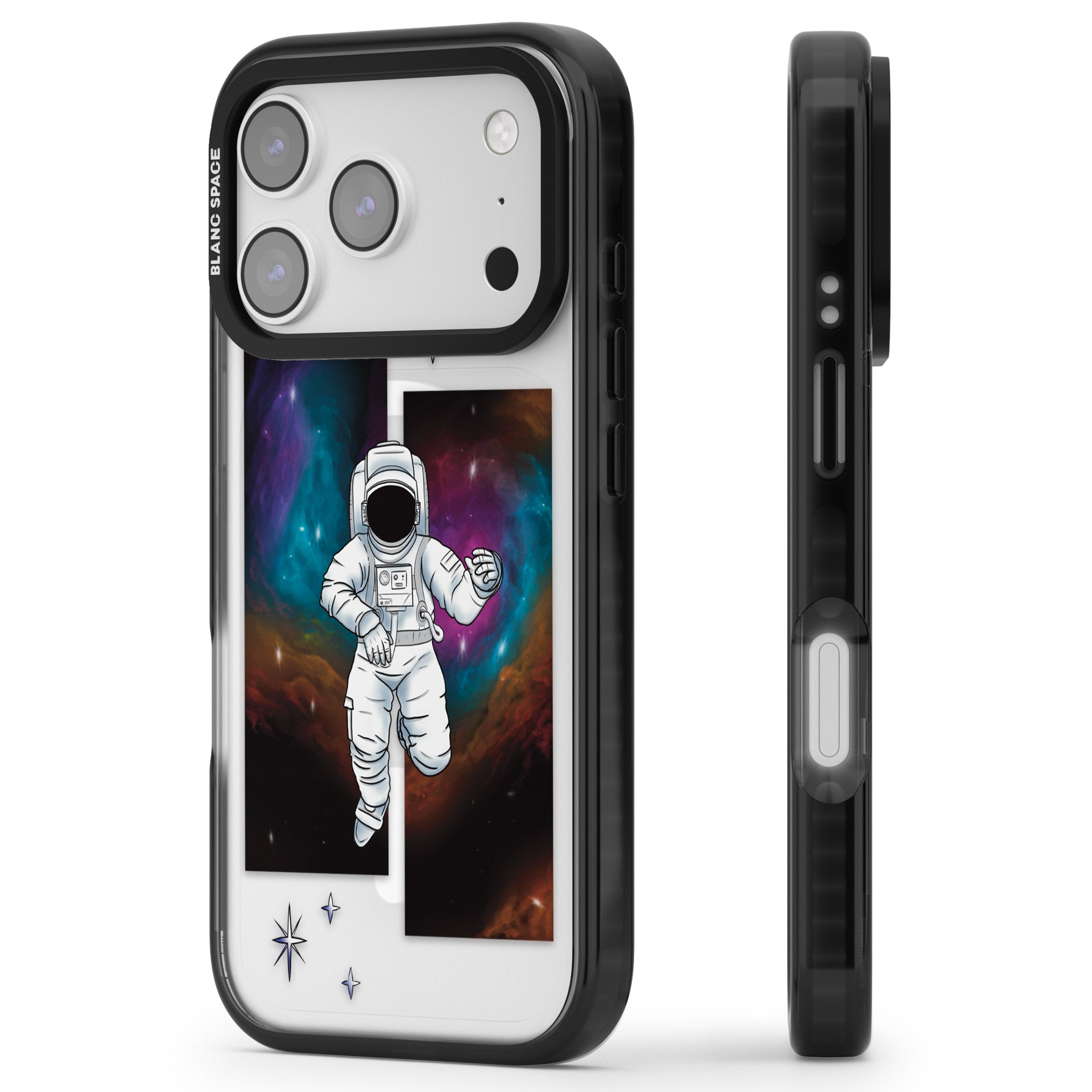 Escape The Nebula iPhone 17 Pro Impact Pro Black Phone Case Side Profile