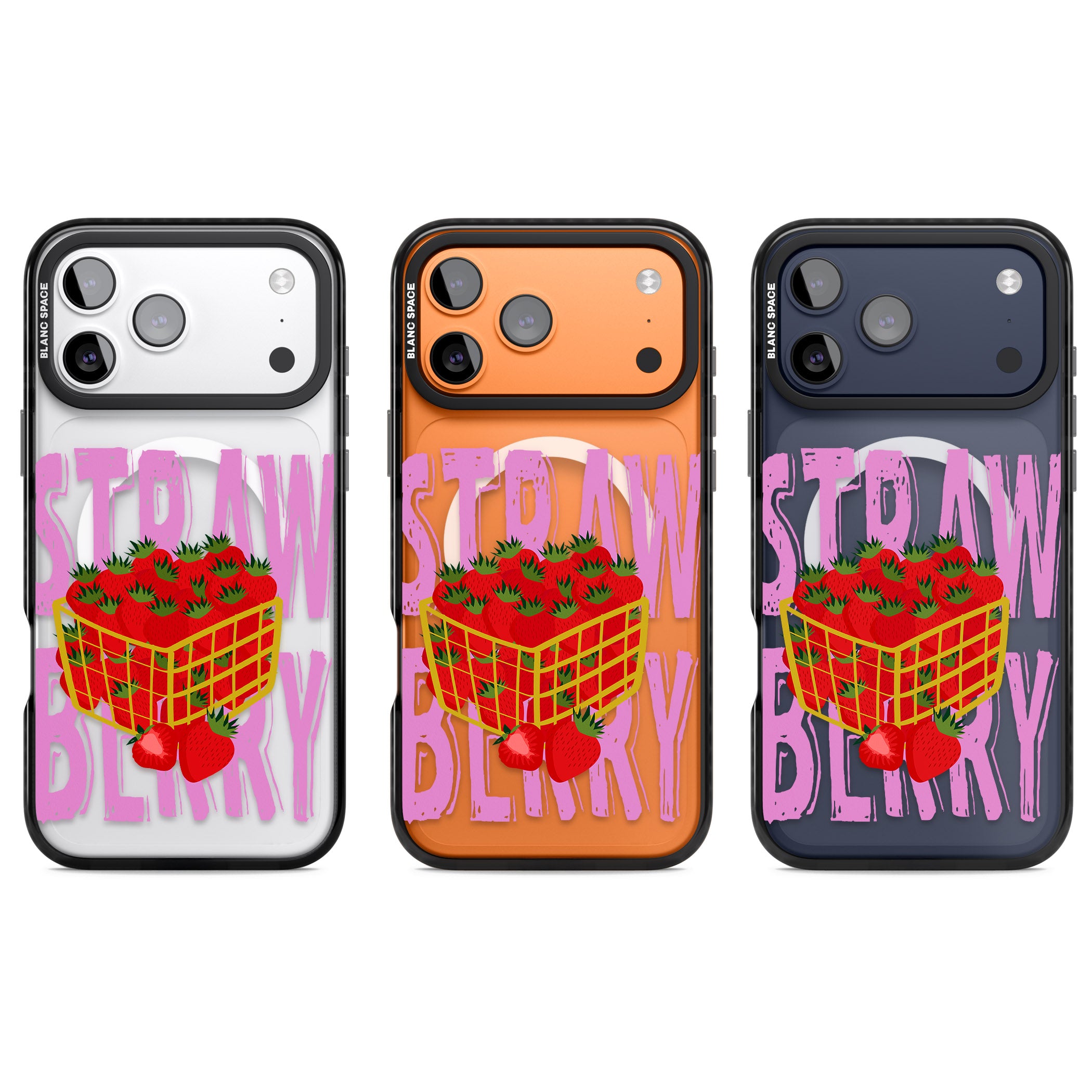 Strawberry Basket iPhone 17 Pro Impact Pro Black Phone Case APT Impact Protection