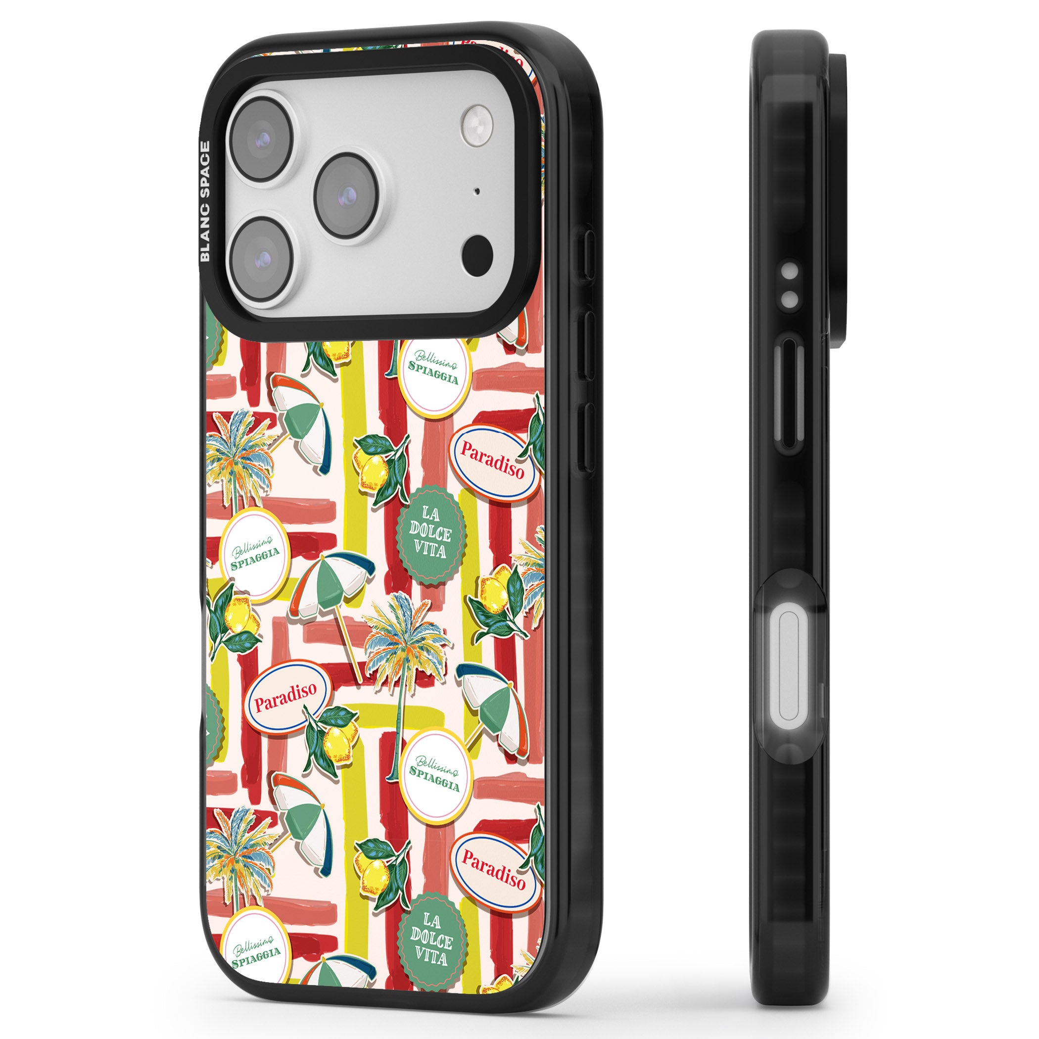 Paradiso Vibes iPhone 17 Pro Impact Pro Black Phone Case Side Profile