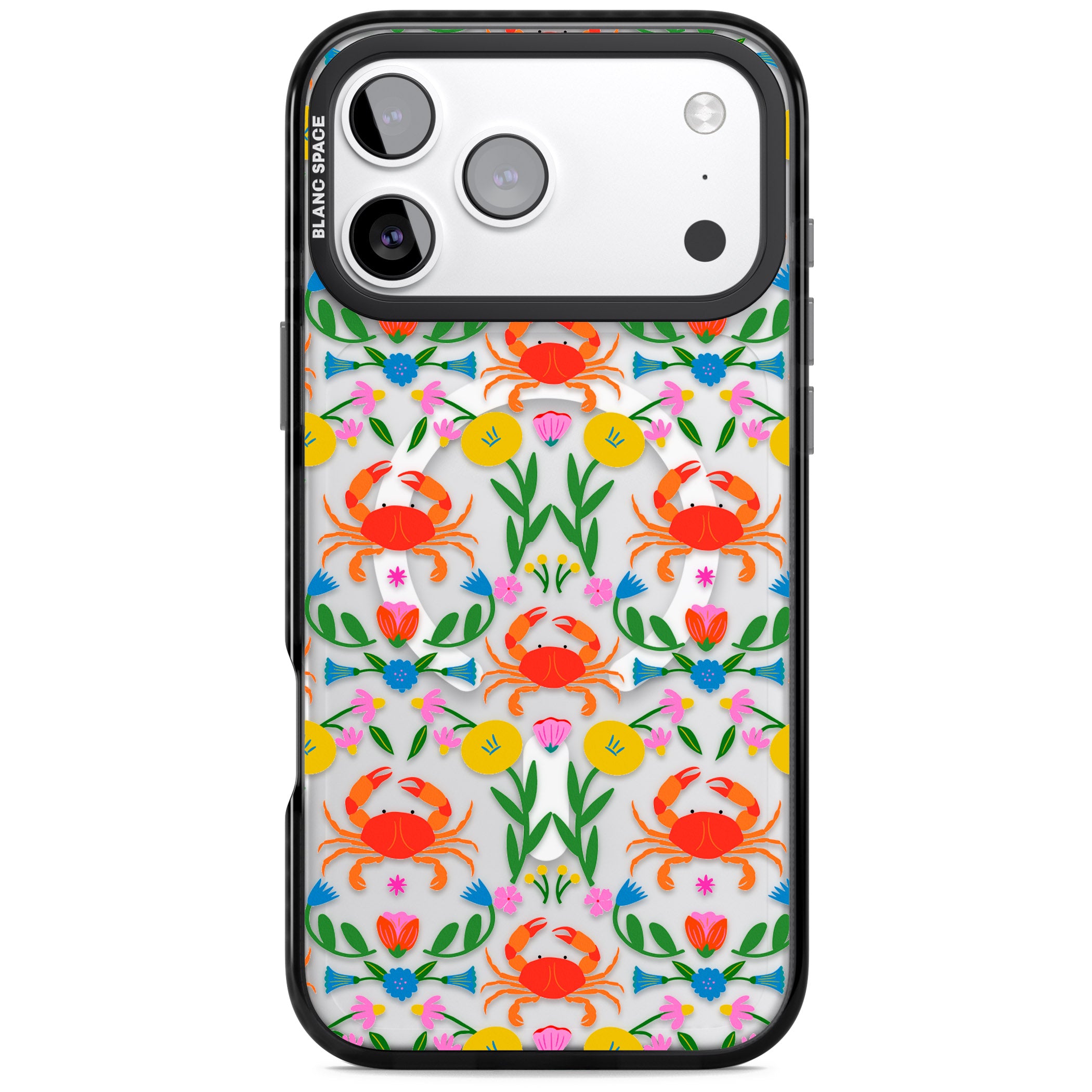 Crabs Flowers iPhone 17 Pro Impact Pro Black Phone Case