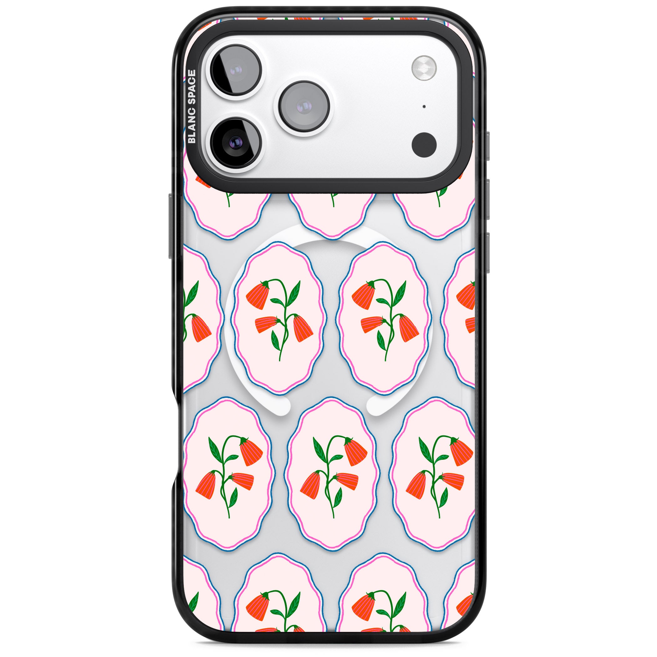 Rose Stamps iPhone 17 Pro Impact Pro Black Phone Case