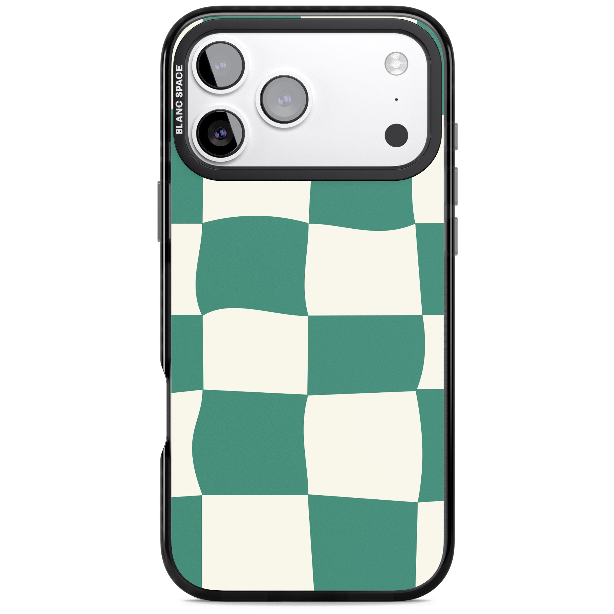 Green & Cream Wavy Check iPhone 17 Pro Impact Pro Black Phone Case