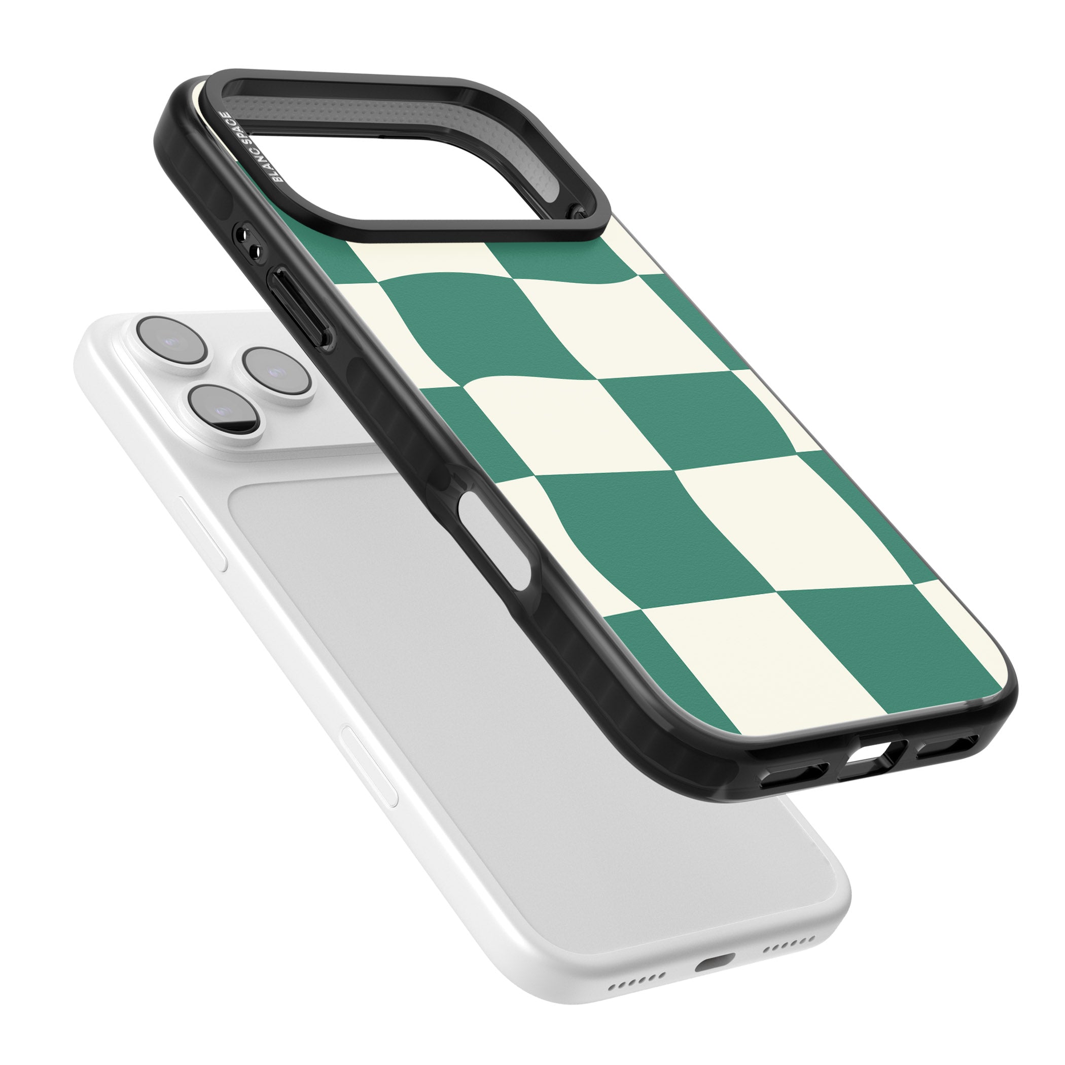 Green & Cream Wavy Check iPhone 17 Pro Impact Pro Black Phone Case Colours