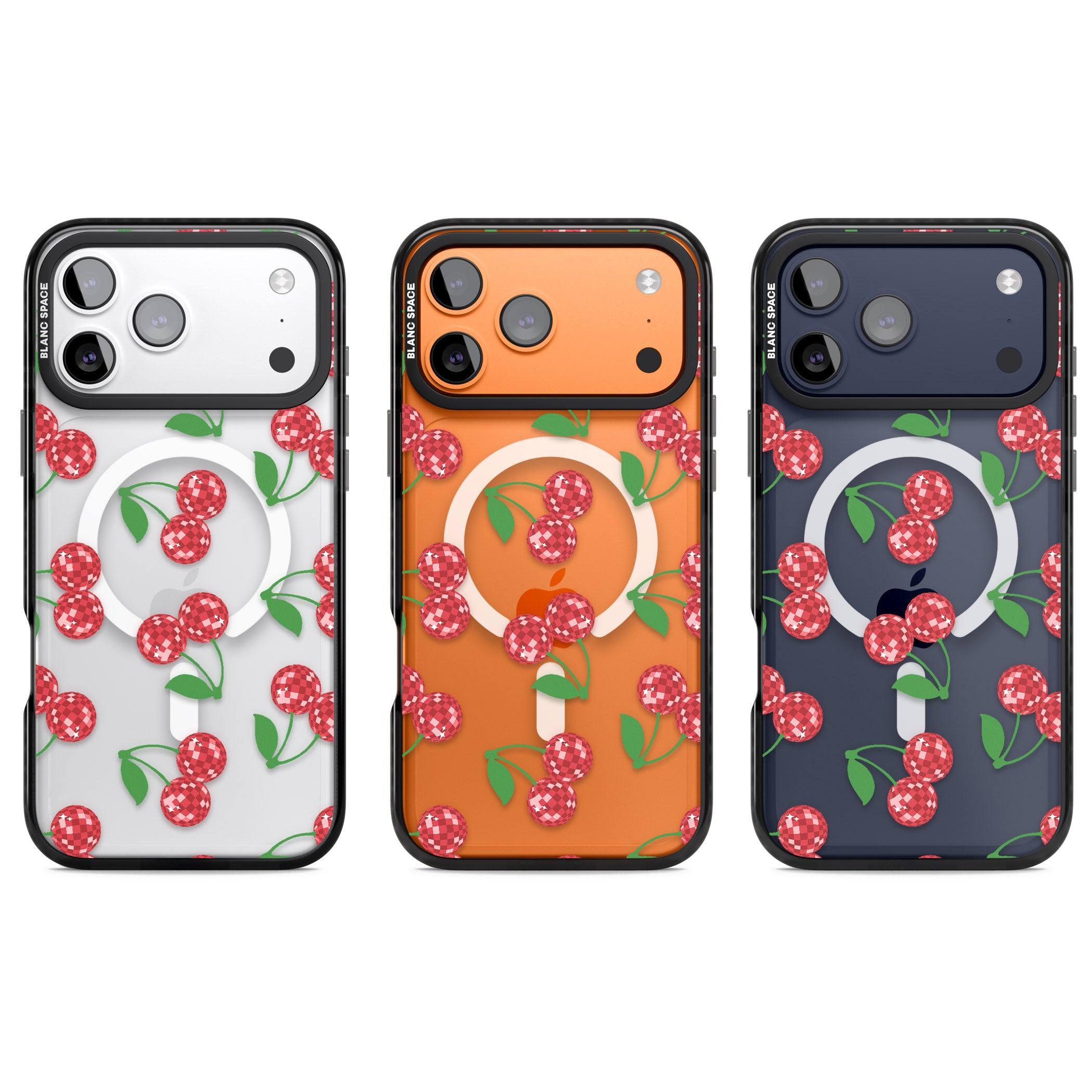 Disco Cherry Pattern iPhone 17 Pro Impact Pro Black Phone Case APT Impact Protection