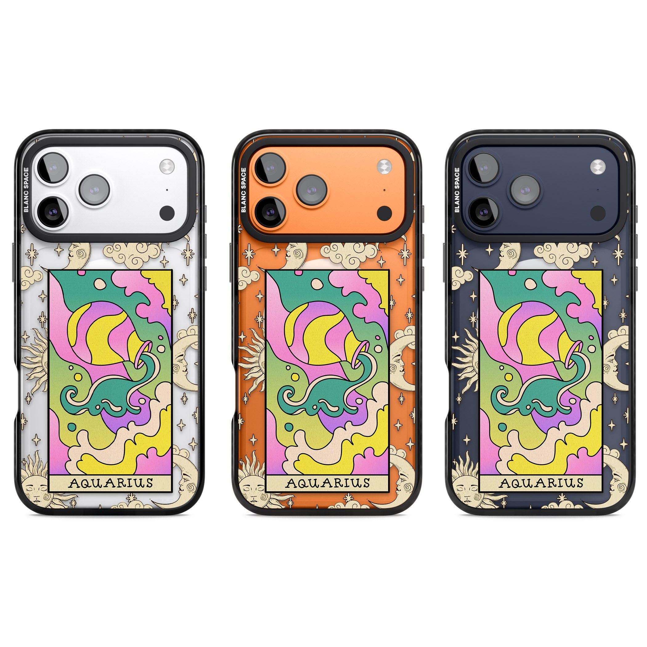 Celestial Zodiac Aquarius iPhone 17 Pro Impact Pro Black Phone Case APT Impact Protection