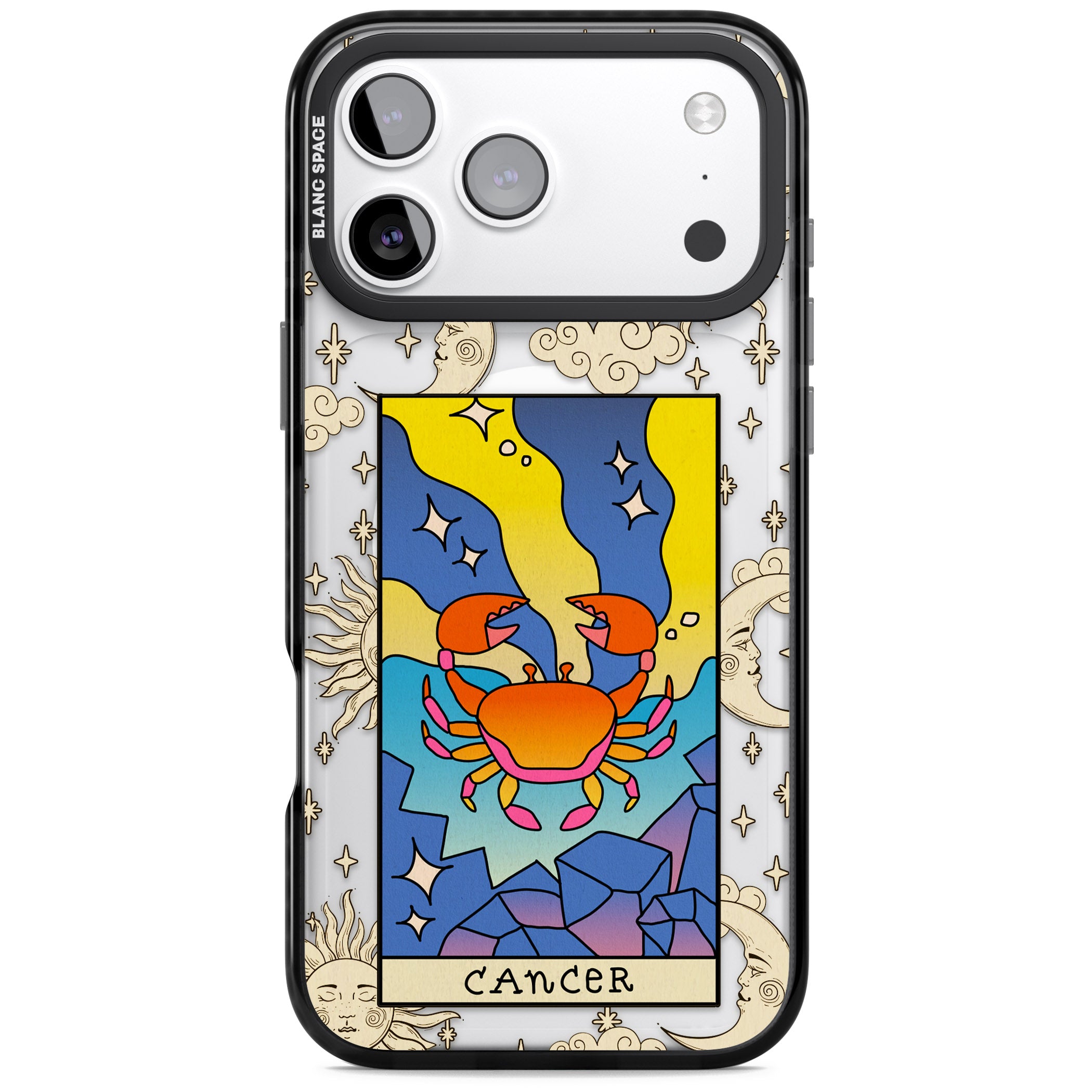 Celestial Zodiac Cancer iPhone 17 Pro Impact Pro Black Phone Case