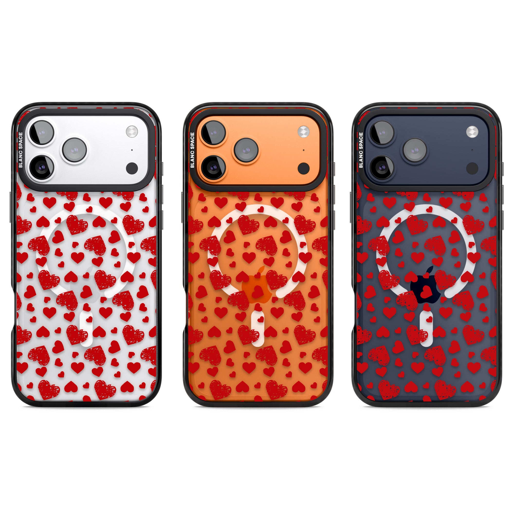 Red Heart Pattern Classic iPhone 17 Pro Impact Pro Black Phone Case APT Impact Protection