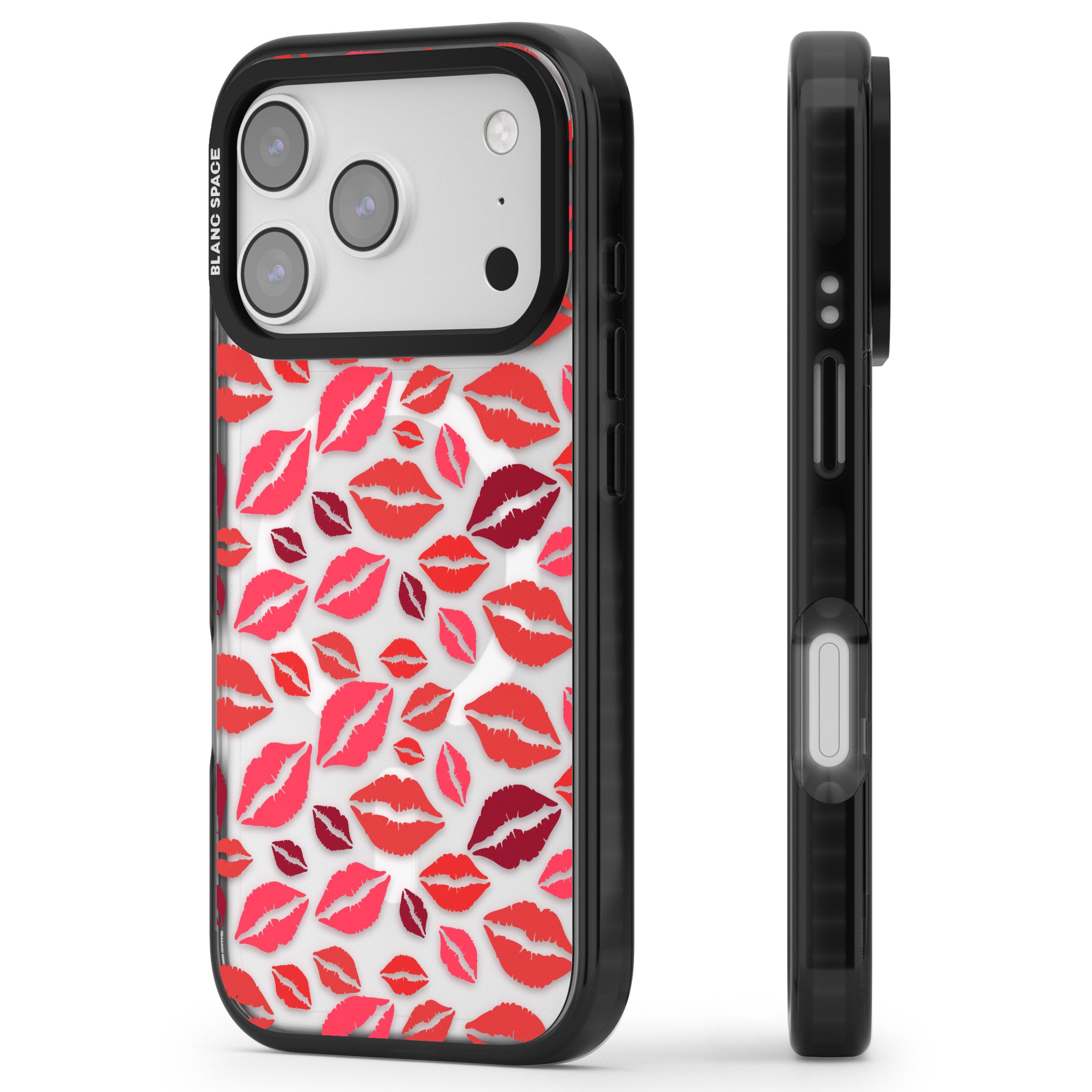 Lips Pattern iPhone 17 Pro Impact Pro Black Phone Case Side Profile