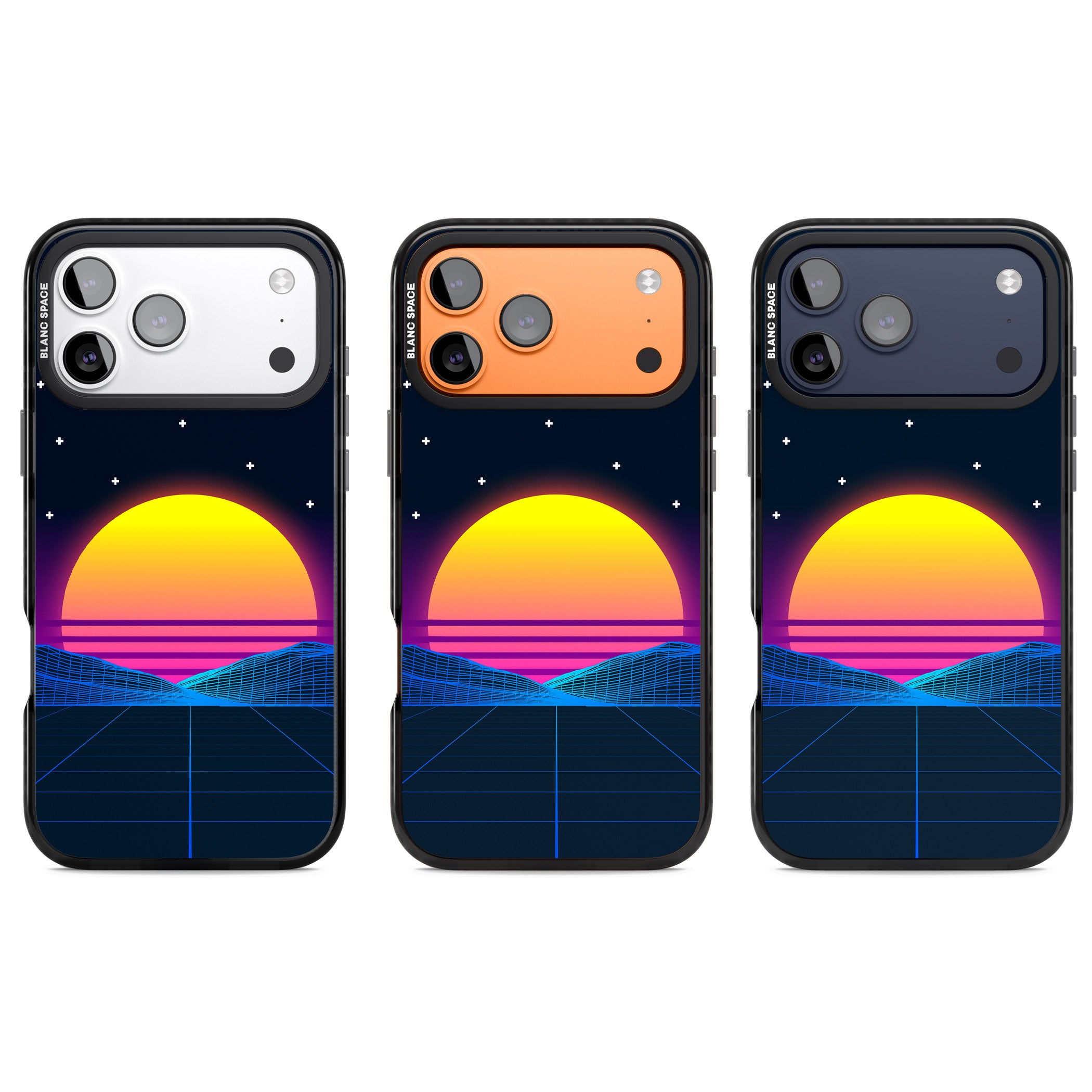 Retro Sunset Vaporwave iPhone 17 Pro Impact Pro Black Phone Case APT Impact Protection