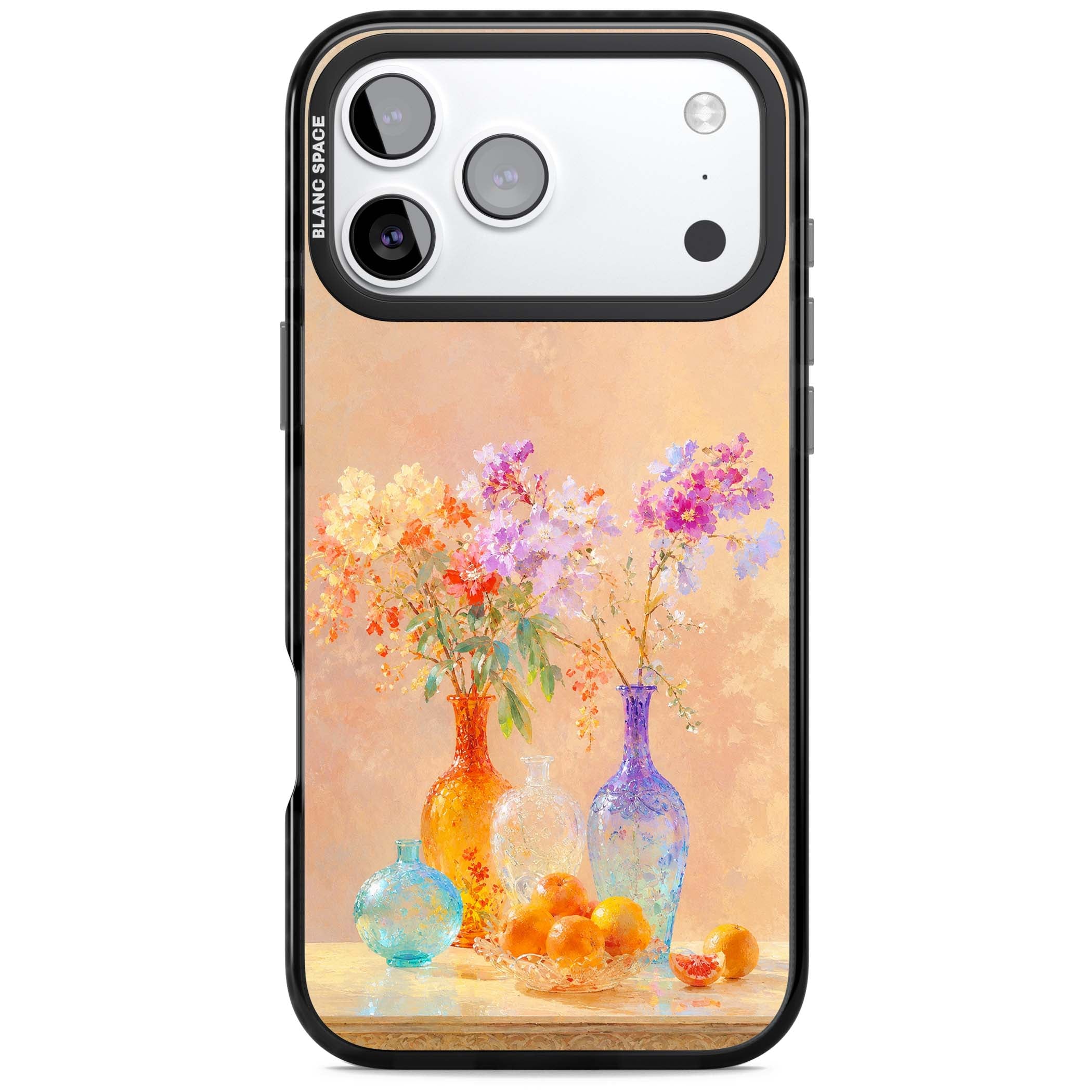 Peach Glass art iPhone case | Black Impact Magsafe case for iPhone 17 Pro, iPhone 17 Pro Max