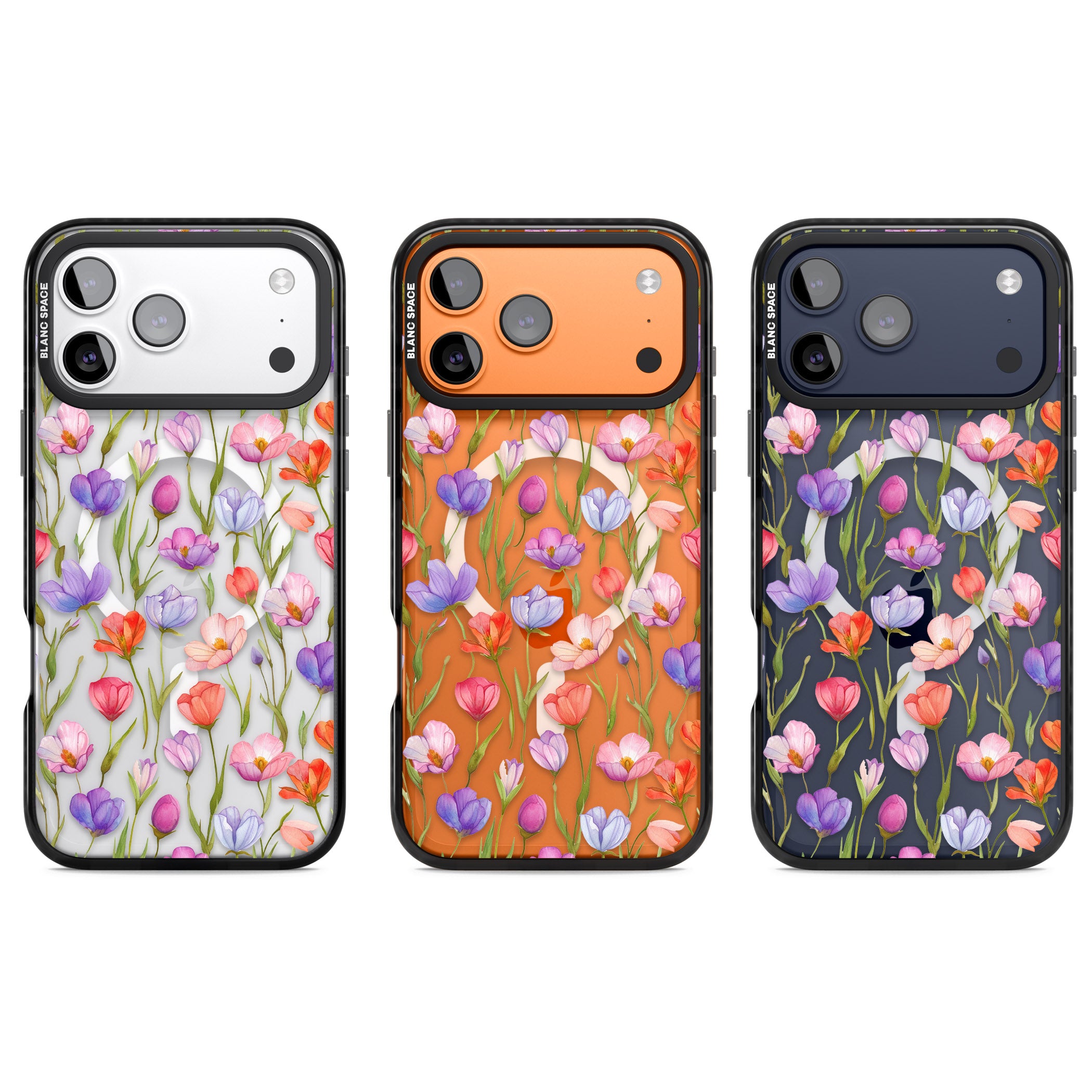 Red, Pink & Purple Flowers iPhone 17 Pro Impact Pro Black Phone Case APT Impact Protection