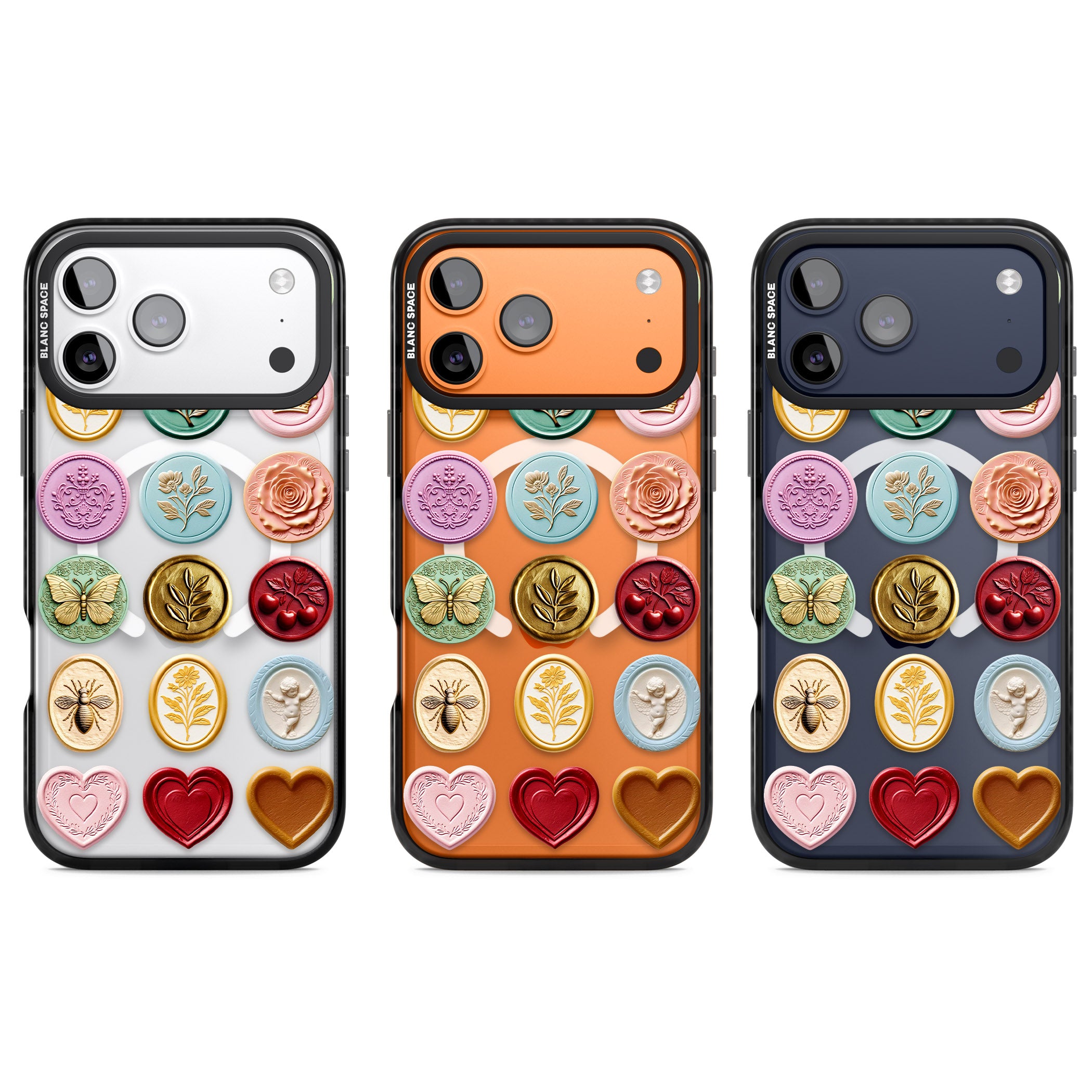 Vintage Wax Seal Pattern iPhone 17 Pro Impact Pro Black Phone Case APT Impact Protection