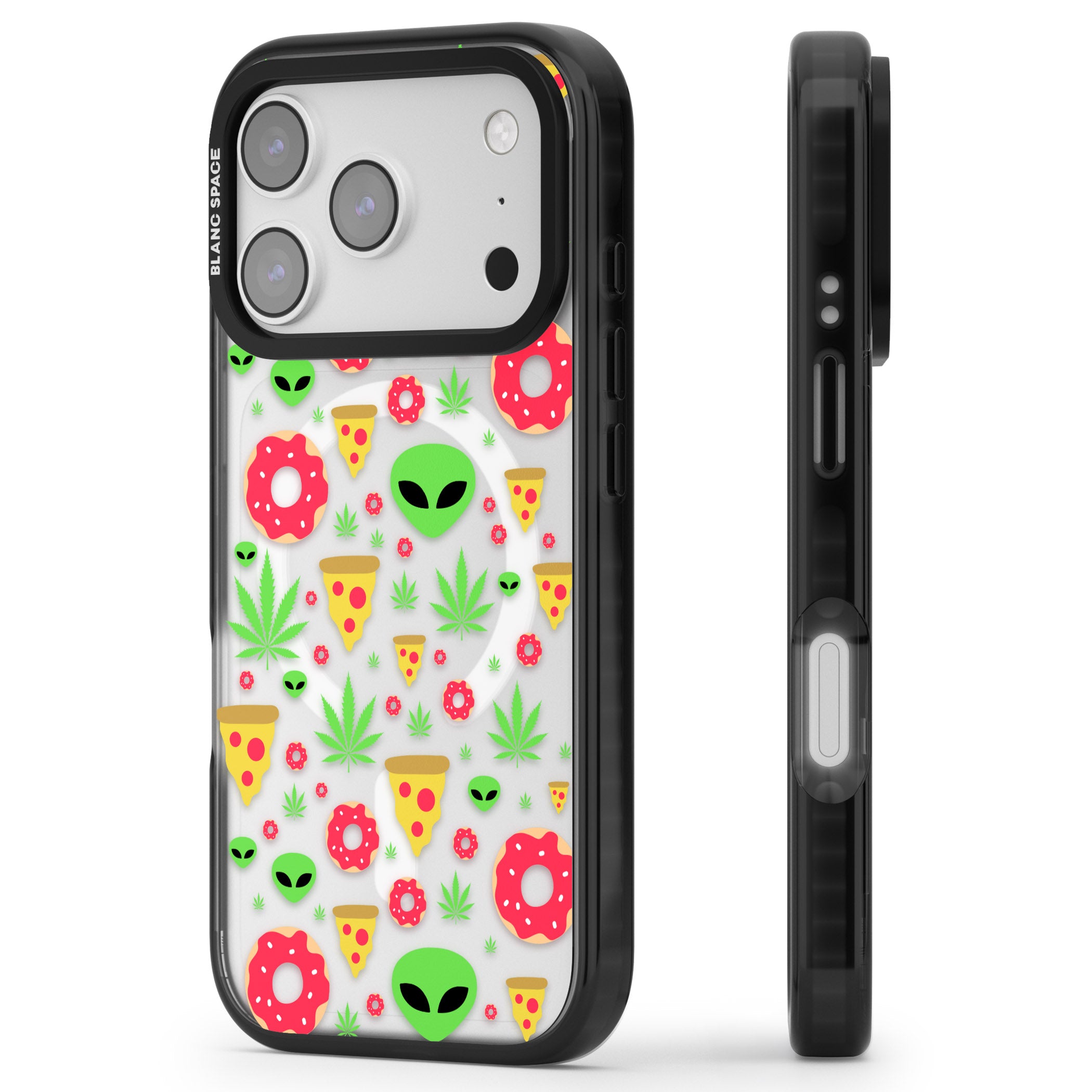 Martians & Munchies iPhone 17 Pro Impact Pro Black Phone Case Side Profile