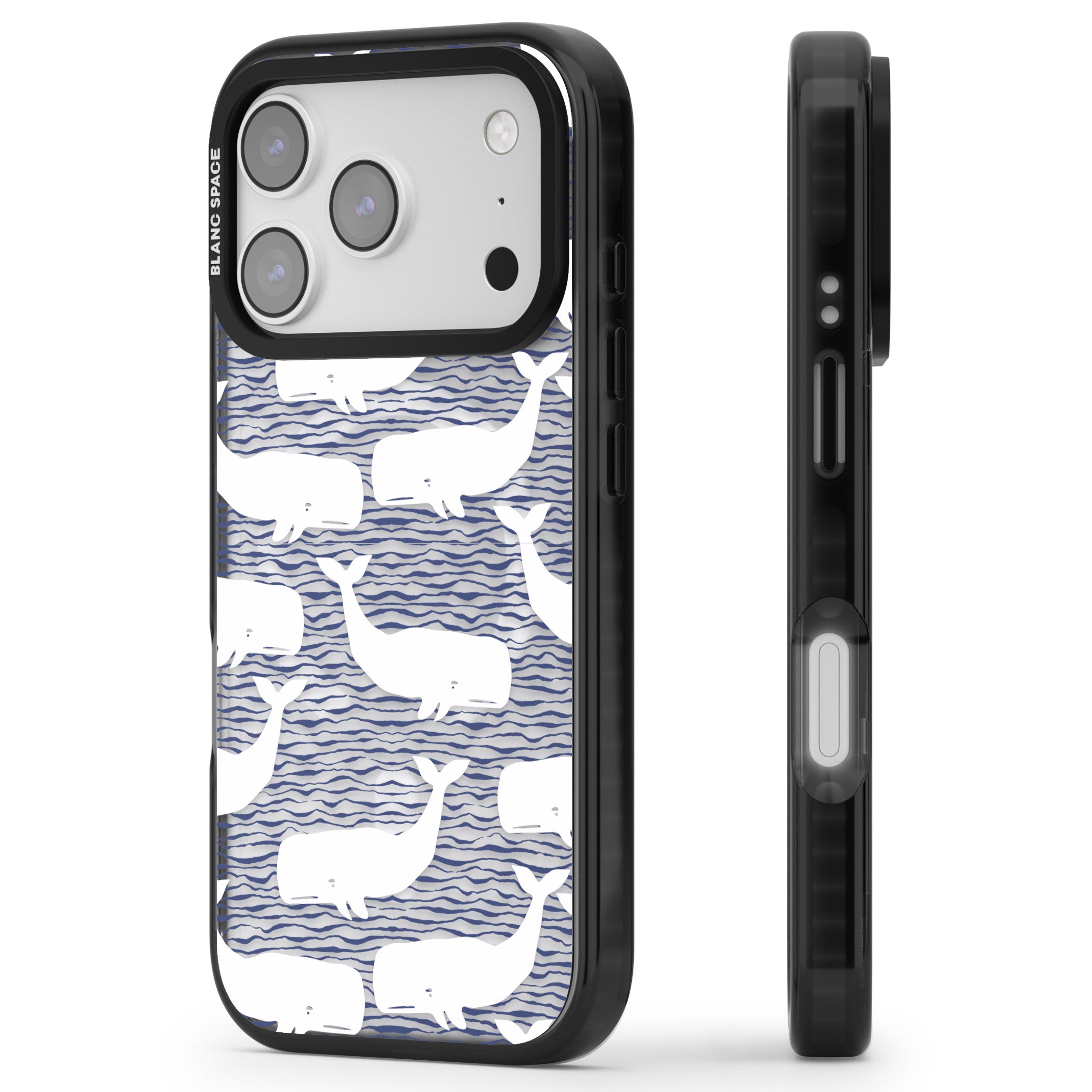 Whale Wave iPhone 17 Pro Impact Pro Black Phone Case Side Profile