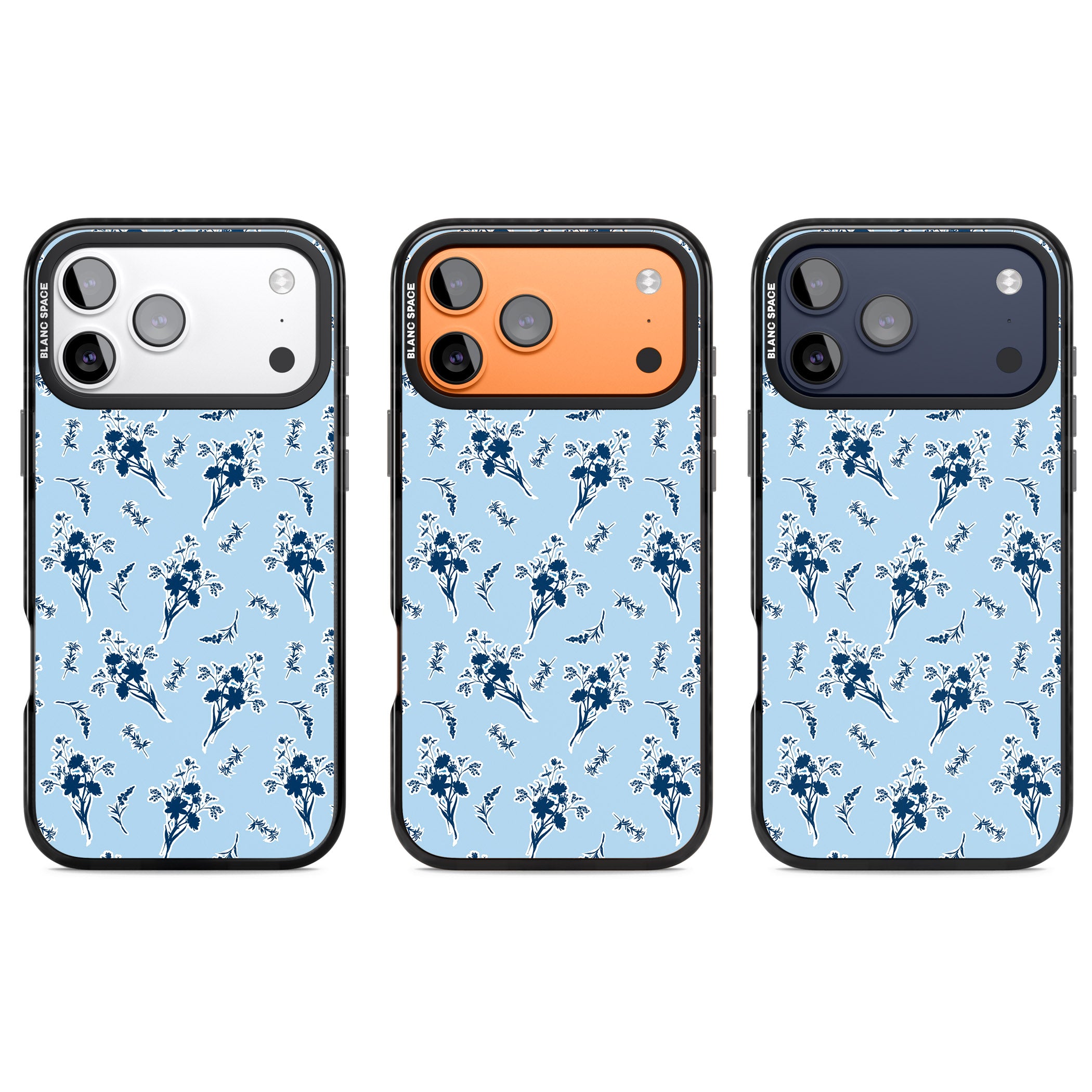 Blue Sticker Wildflowers iPhone 17 Pro Impact Pro Black Phone Case APT Impact Protection