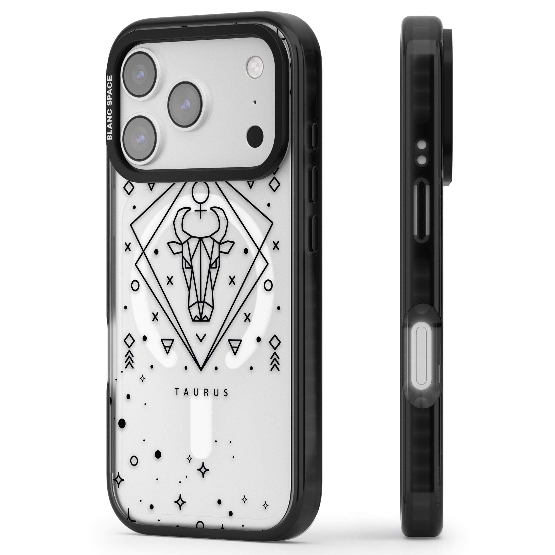 Taurus Emblem iPhone 17 Pro Impact Pro Black Phone Case Side Profile