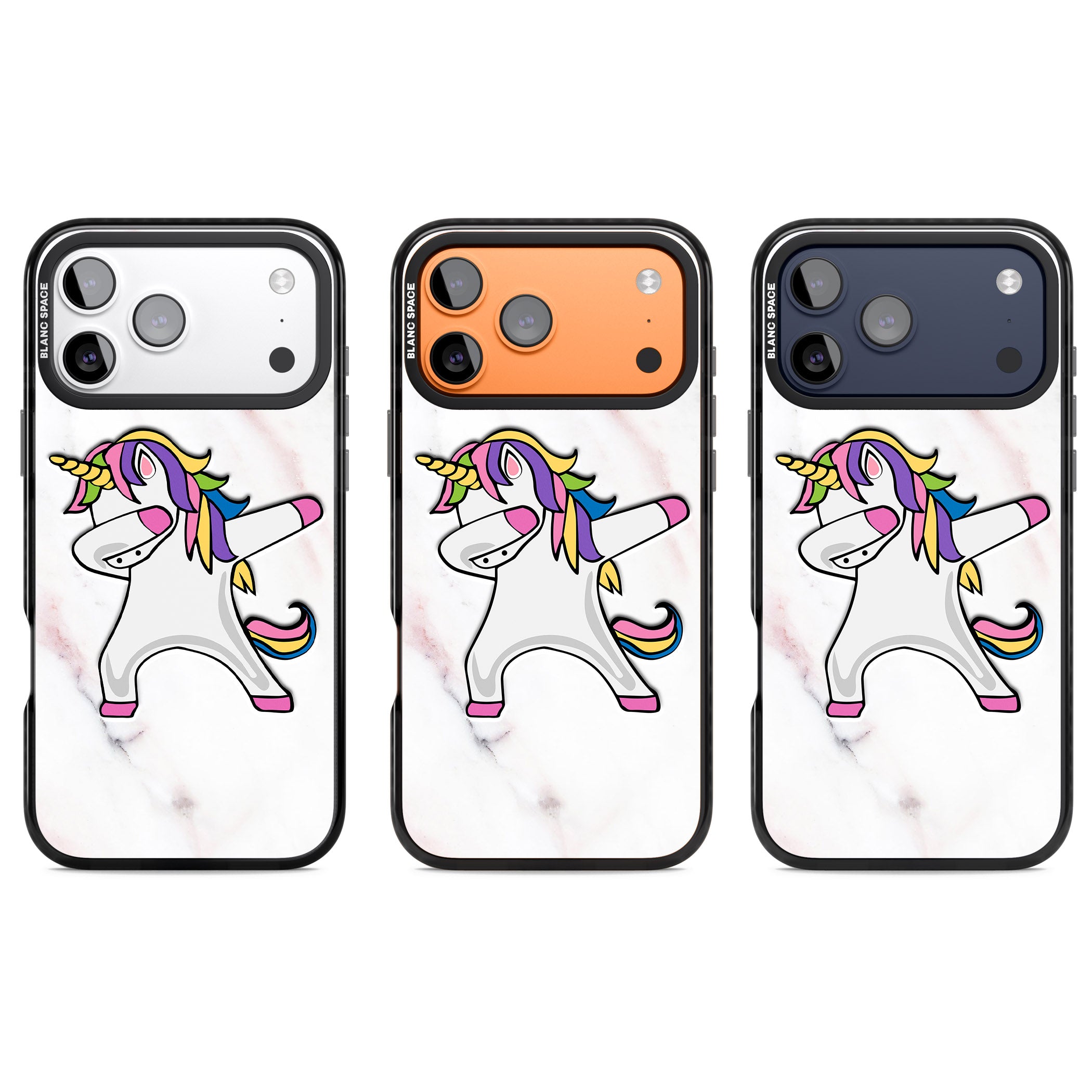 Designer Marble Unicorn Dab iPhone 17 Pro Impact Black Phone Case APT Impact Protection