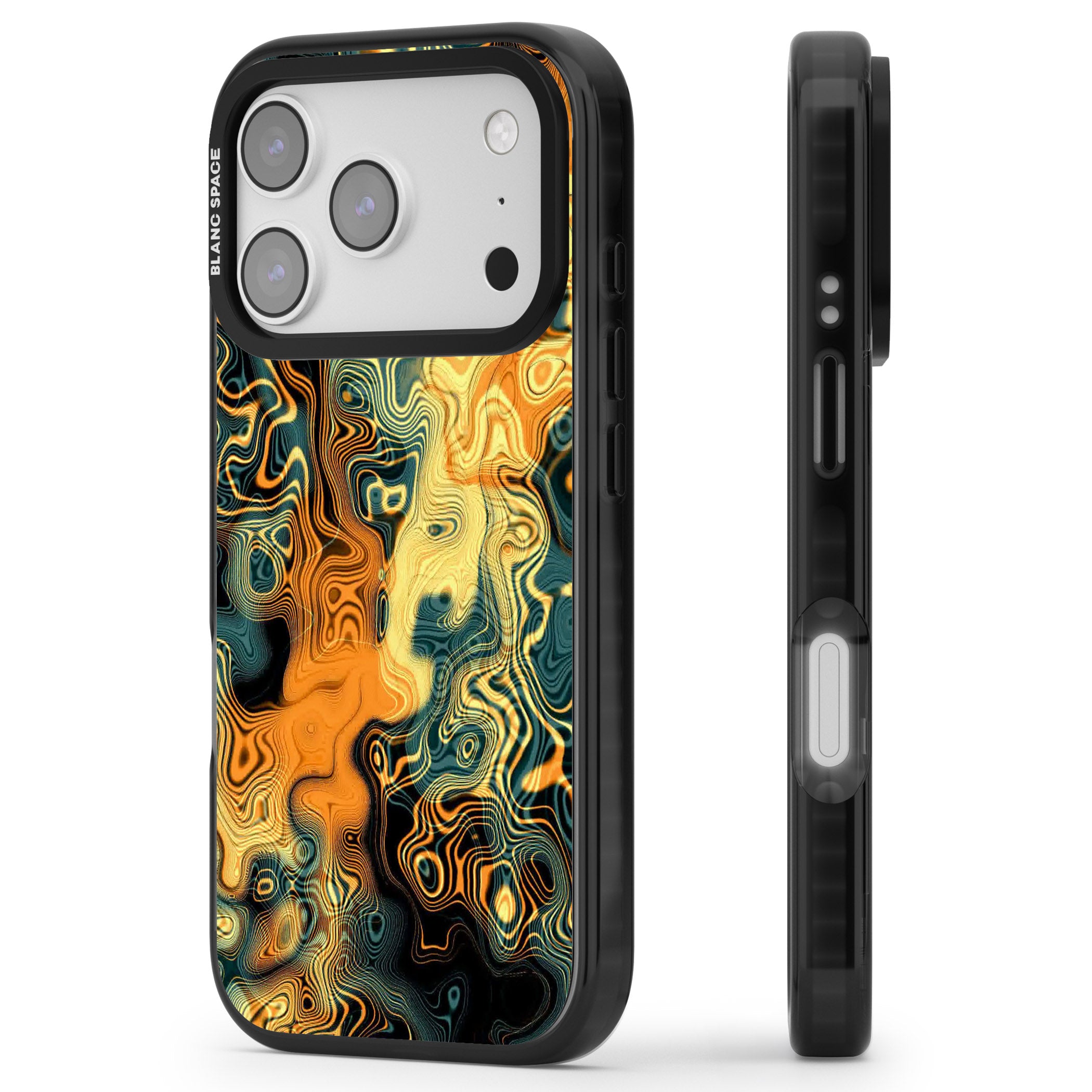 Gold Green Marble iPhone 17 Pro Impact Black Phone Case Side Profile