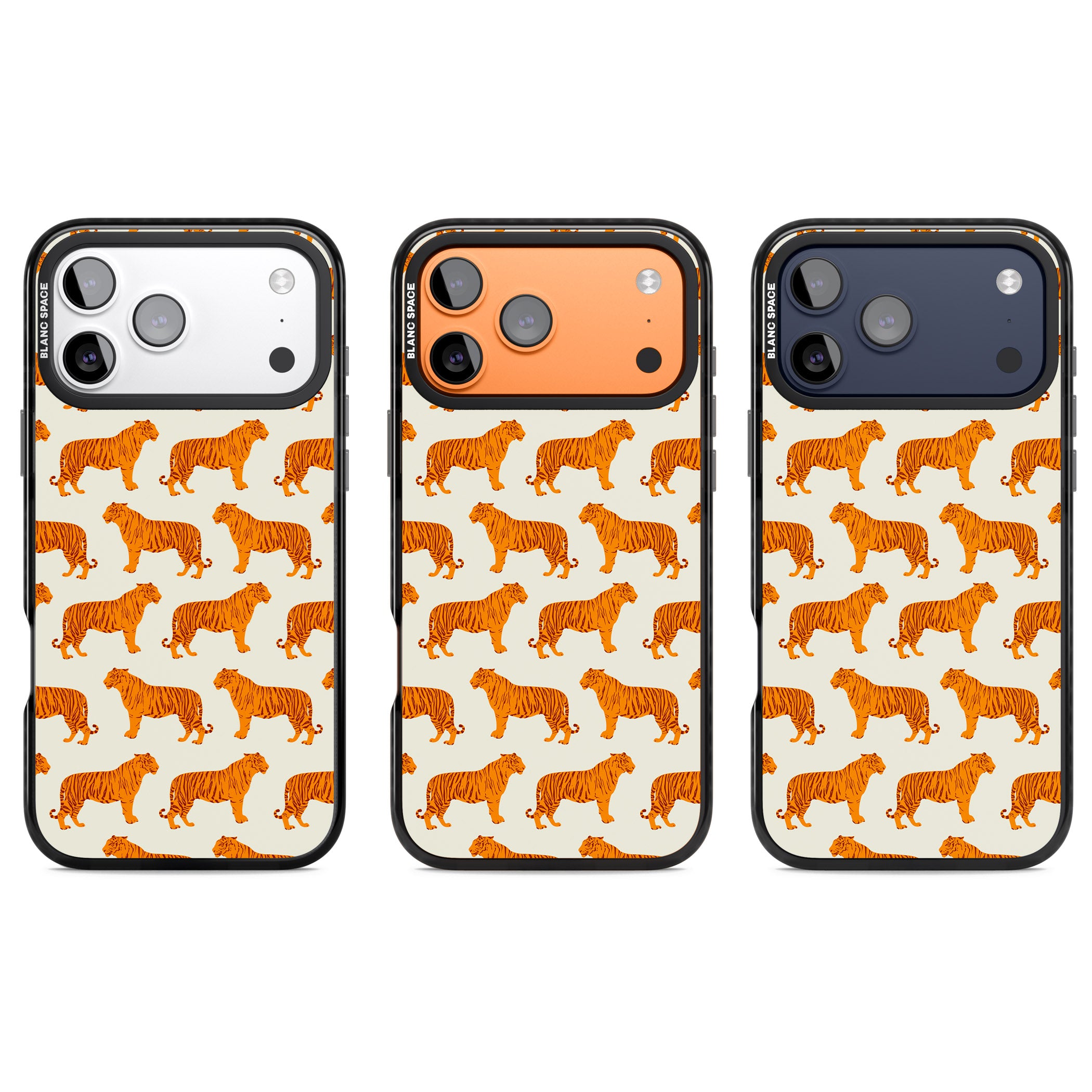 Trendy Tiger Patterns Tigers On Khaki iPhone 17 Pro Impact Black Phone Case APT Impact Protection
