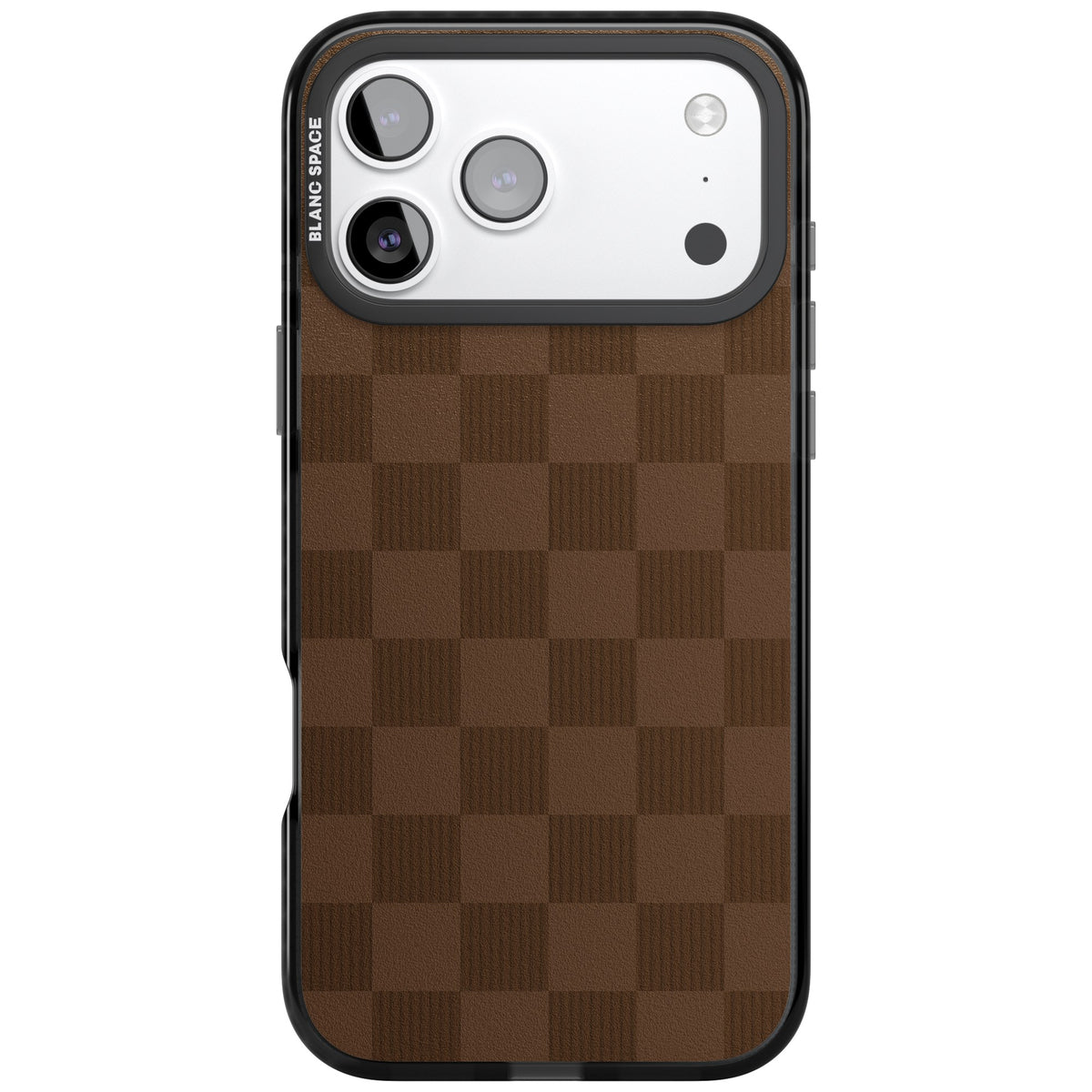 Chocolate Checkered iPhone 17 Pro Max Impact Black Phone Case front