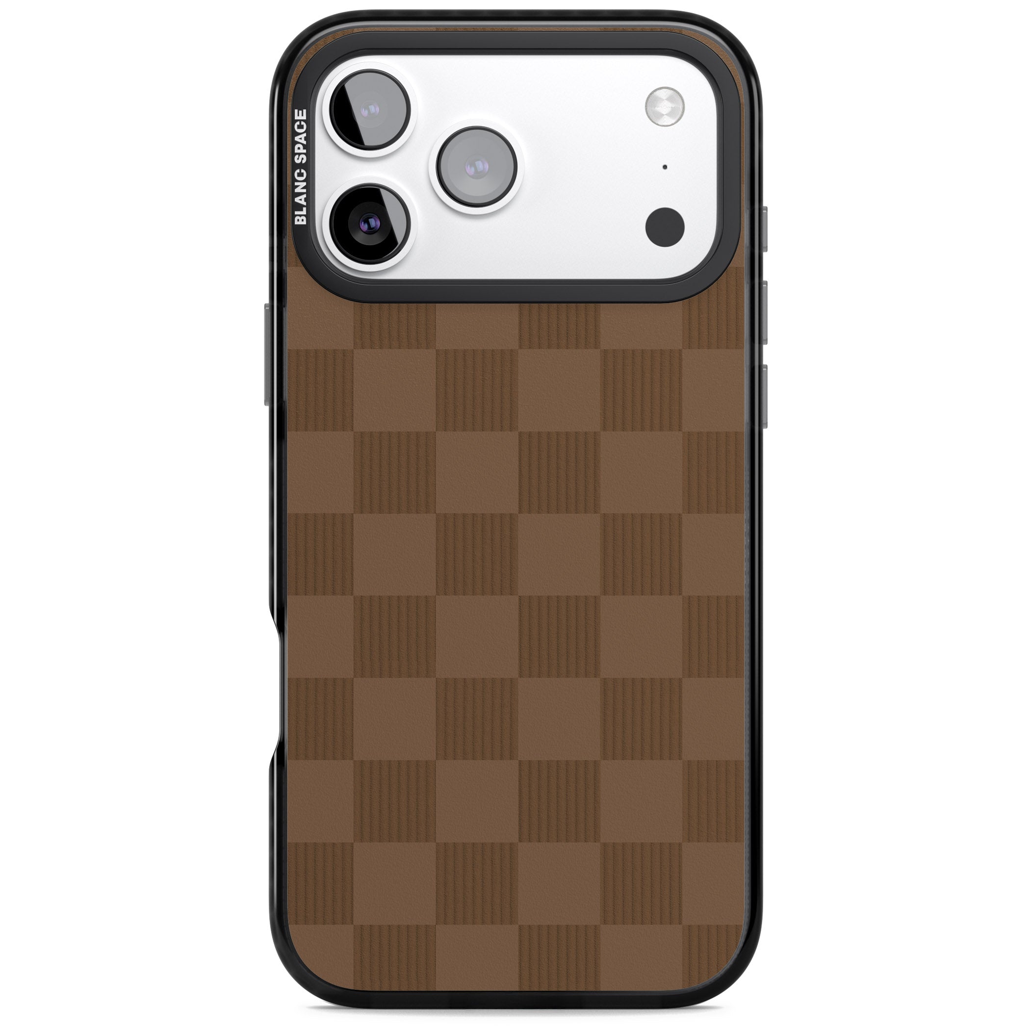 Chocolate Checkered iPhone 17 Pro Impact Black Phone Case