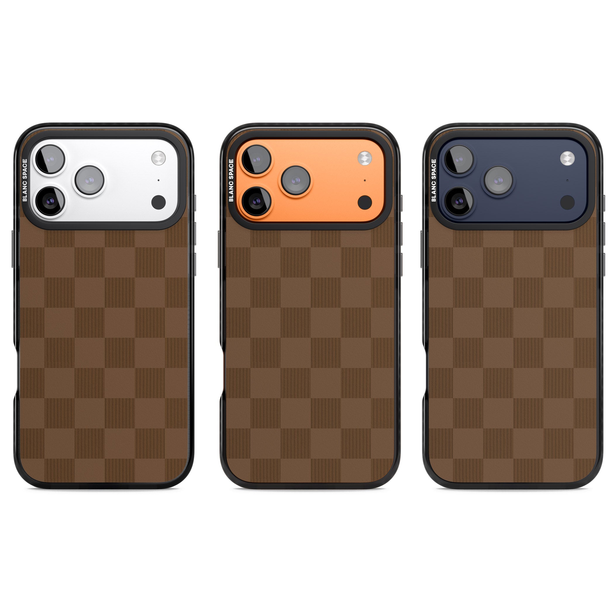 Chocolate Checkered iPhone 17 Pro Impact Black Phone Case APT Impact Protection